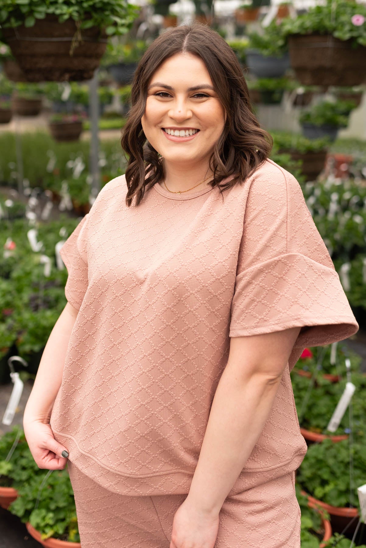 Amy Dusty Pink Textured Top