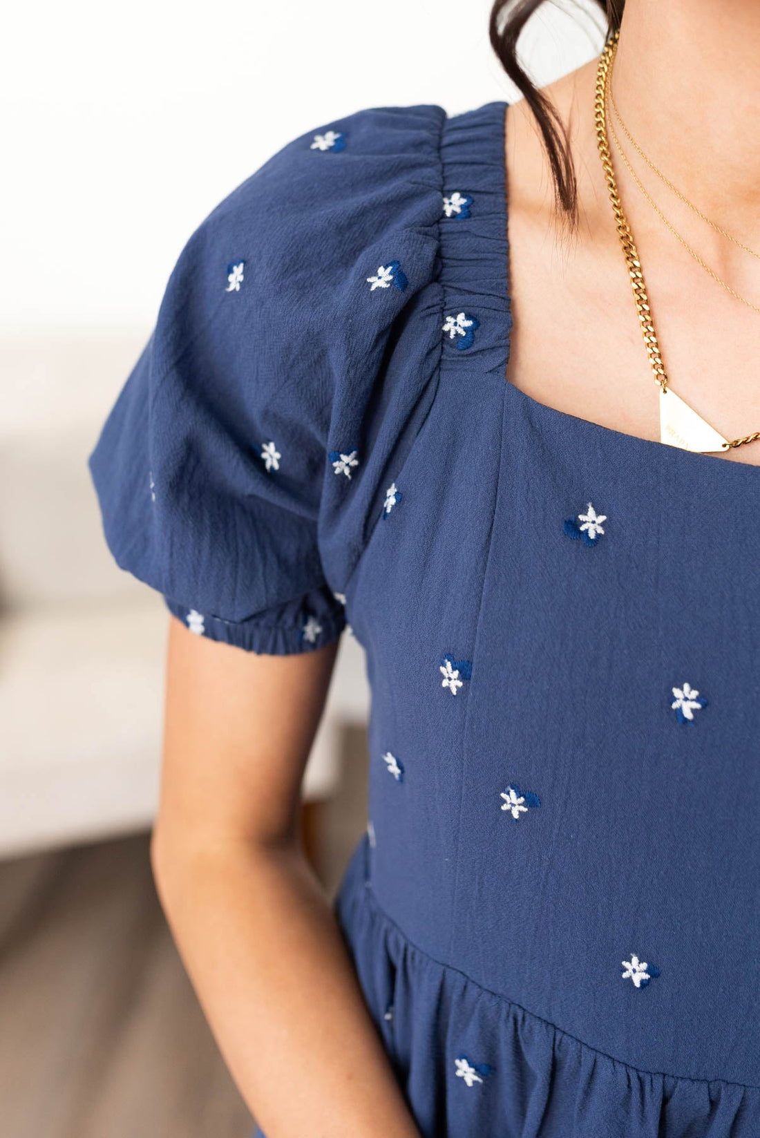 Analynne Navy Embroidered Floral Dress