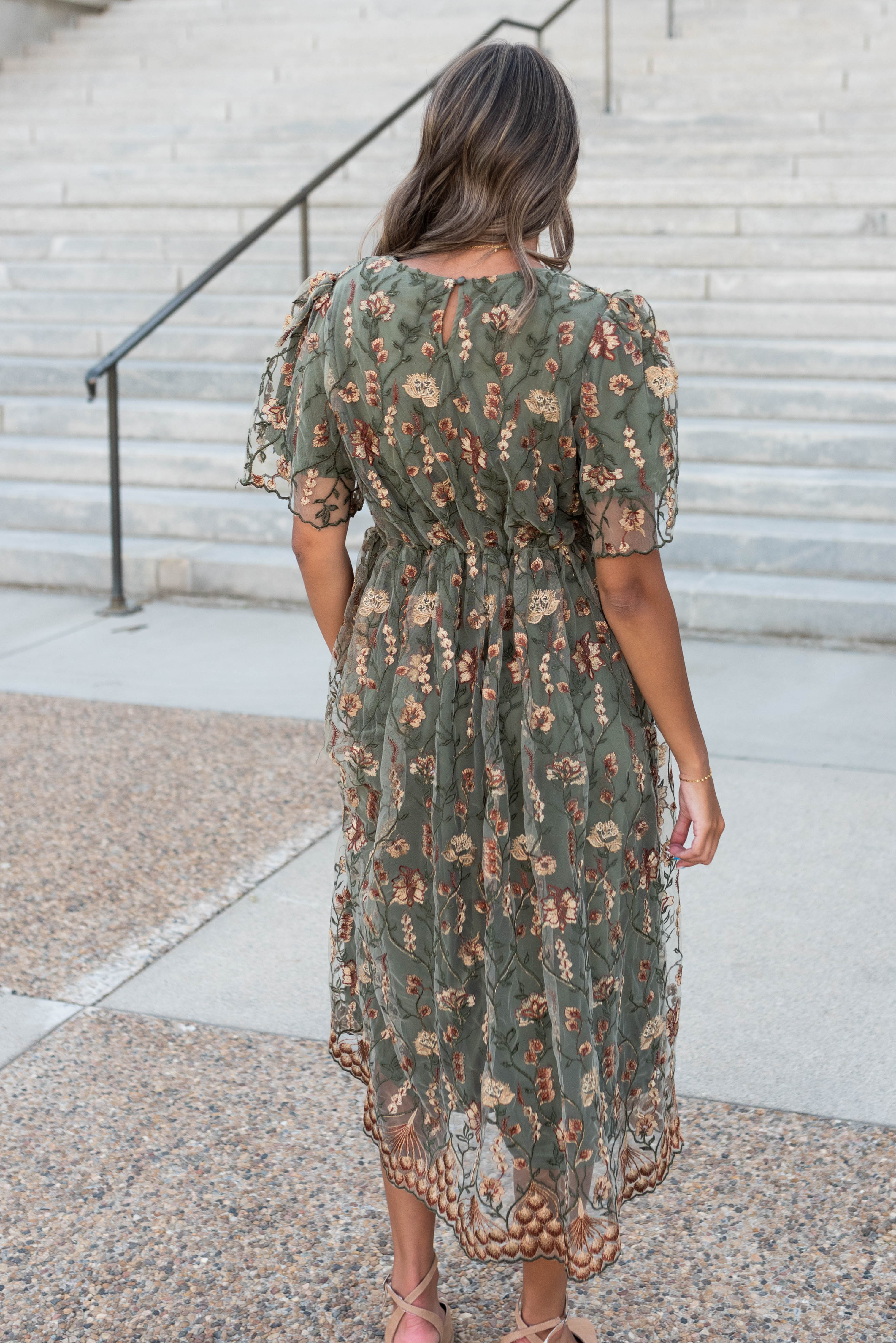 Anastasia Olive Embroidered Dress