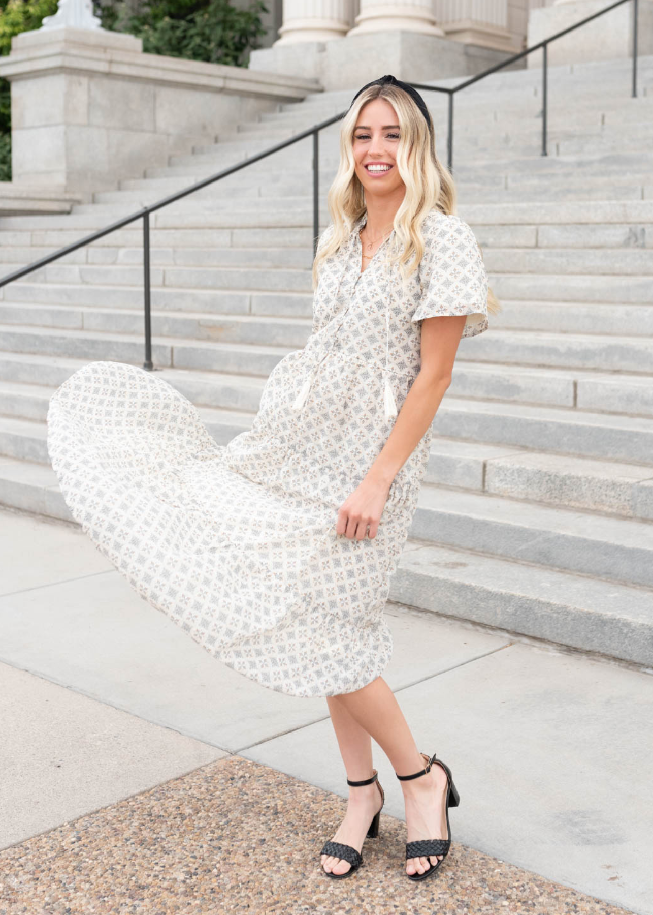 Andee Cream Pattern Dress