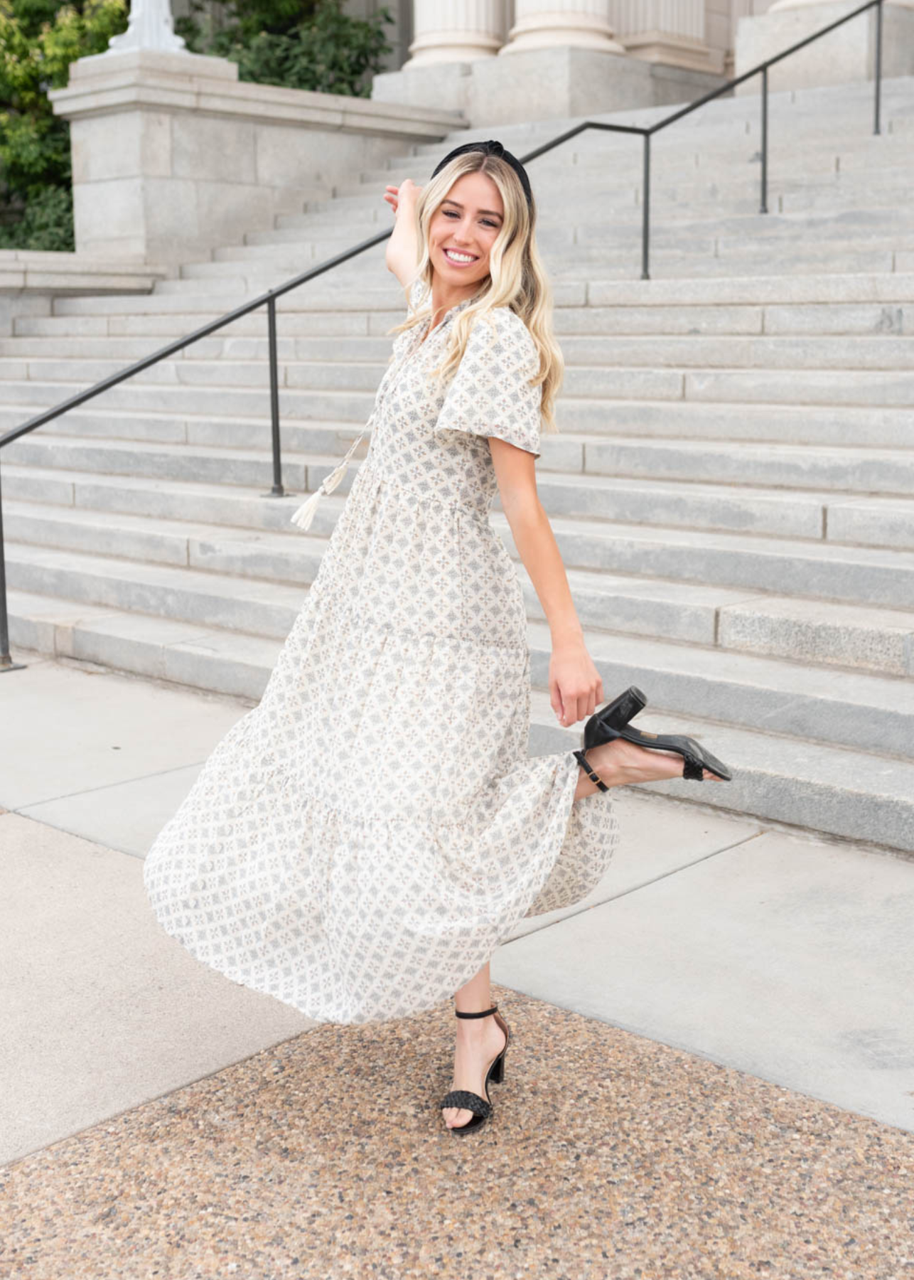 Andee Cream Pattern Dress
