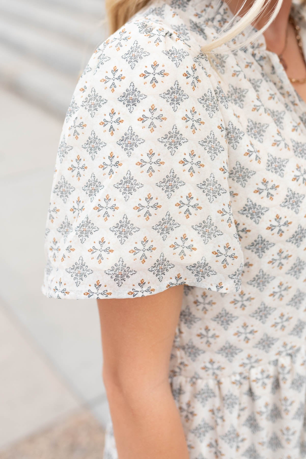 Andee Cream Pattern Dress