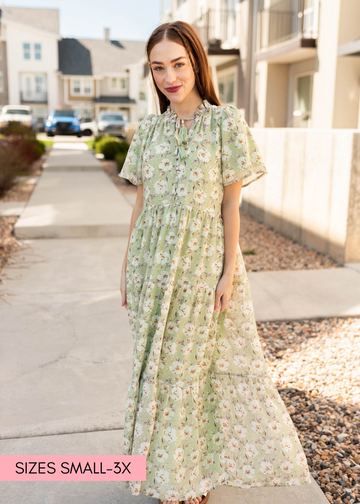 Andee Sage Floral Dress