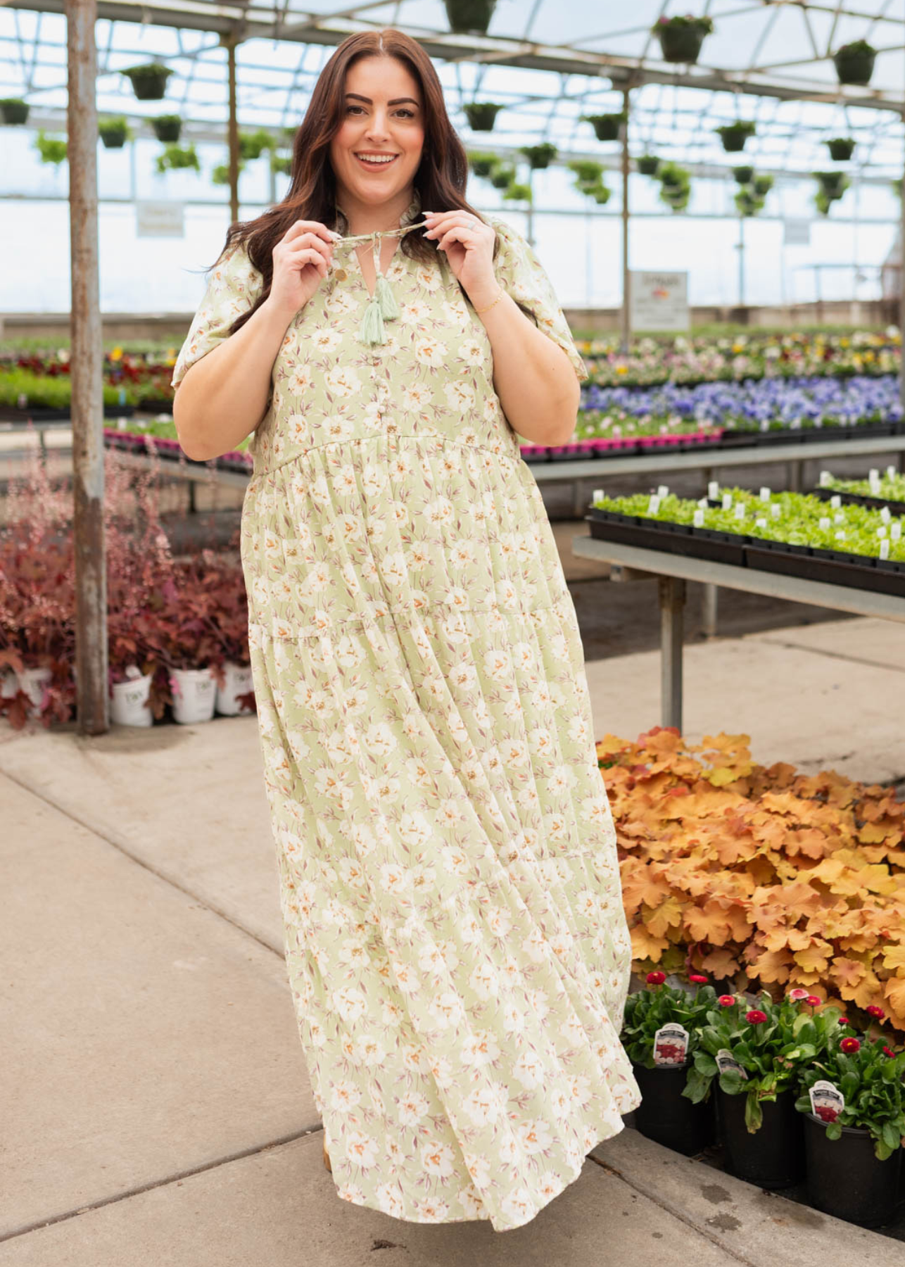 Andee Sage Floral Dress
