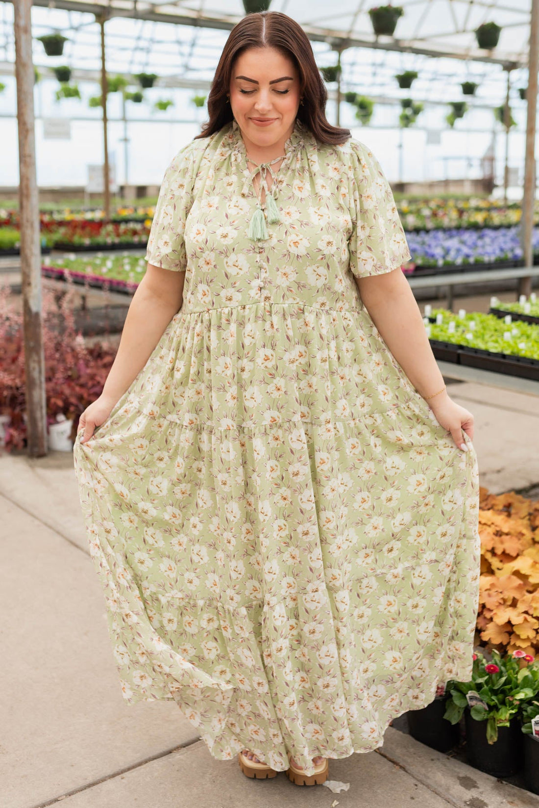 Andee Sage Floral Dress