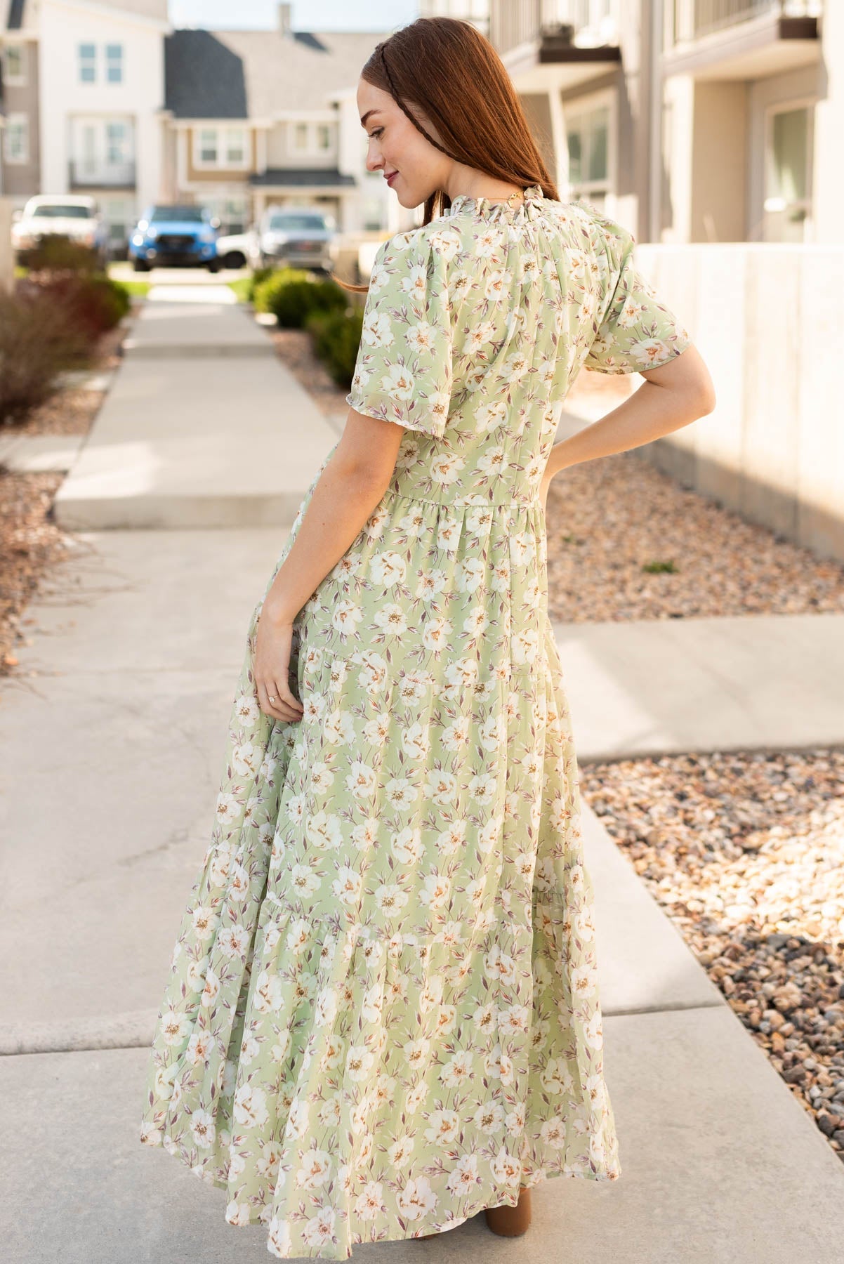 Andee Sage Floral Dress