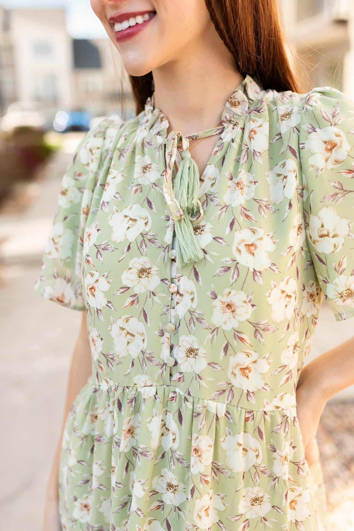 Andee Sage Floral Dress