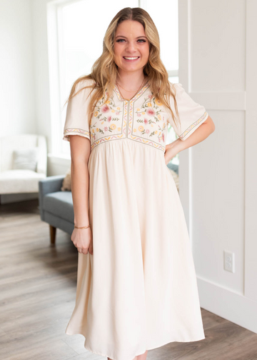Andrea Cream Embroidered Dress