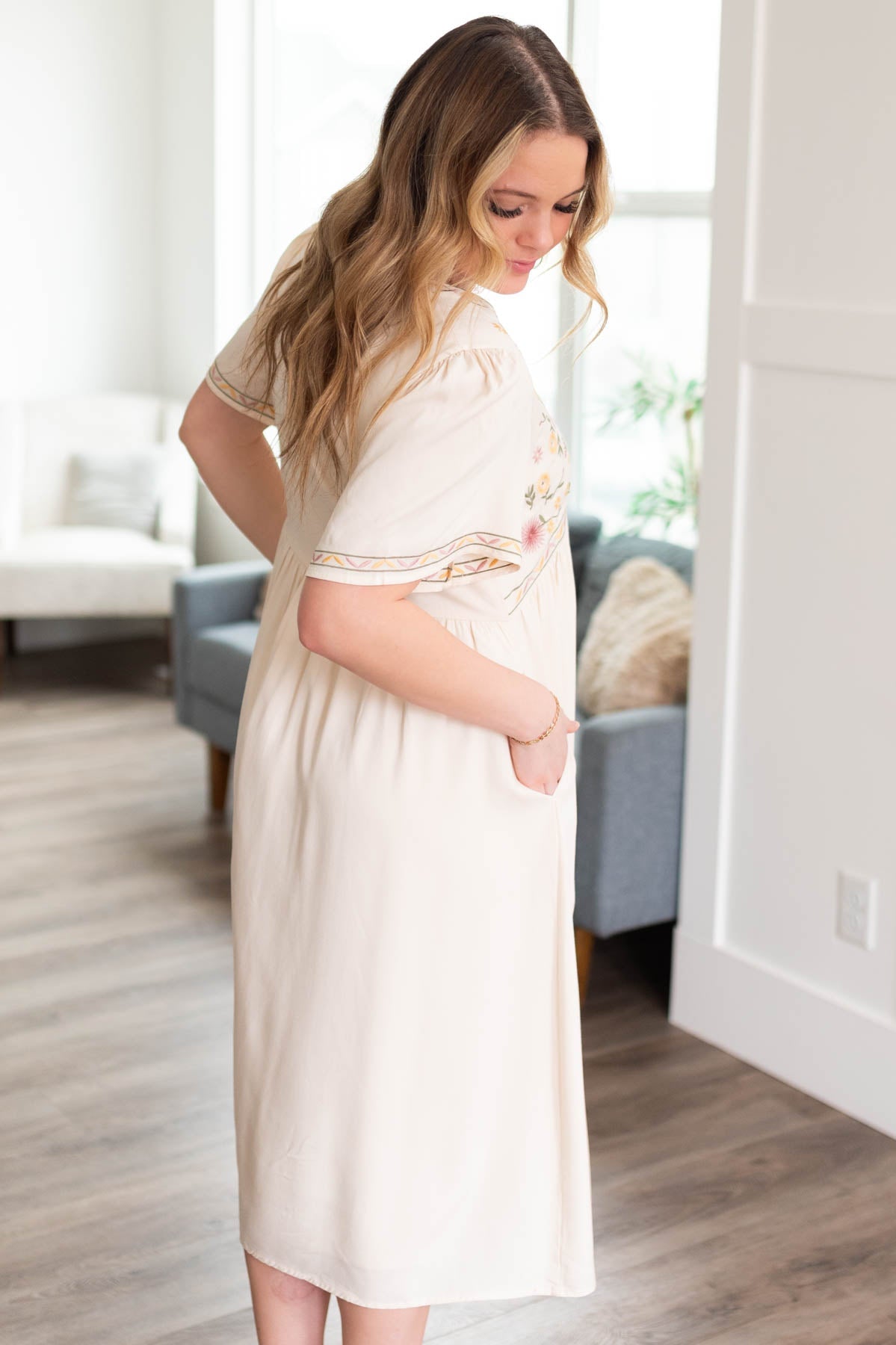 Andrea Cream Embroidered Dress
