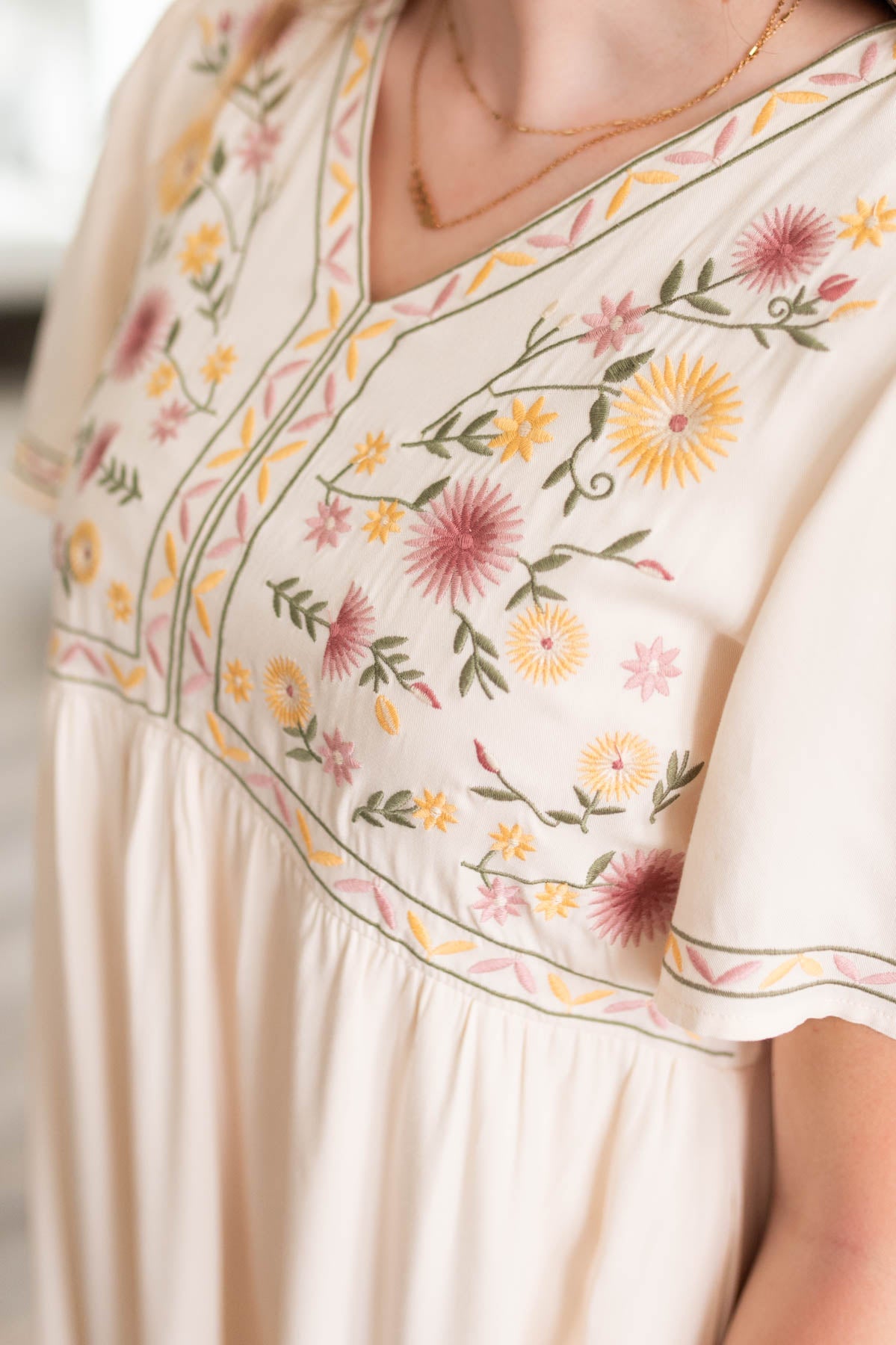 Andrea Cream Embroidered Dress