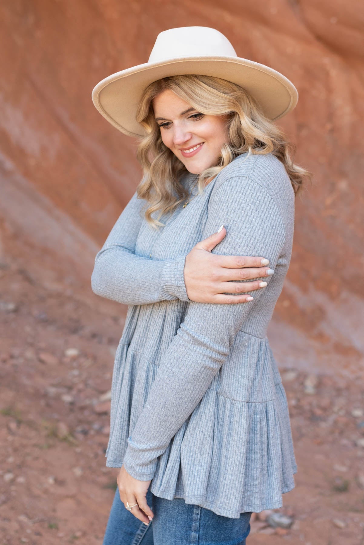 Angela Heather Grey Top