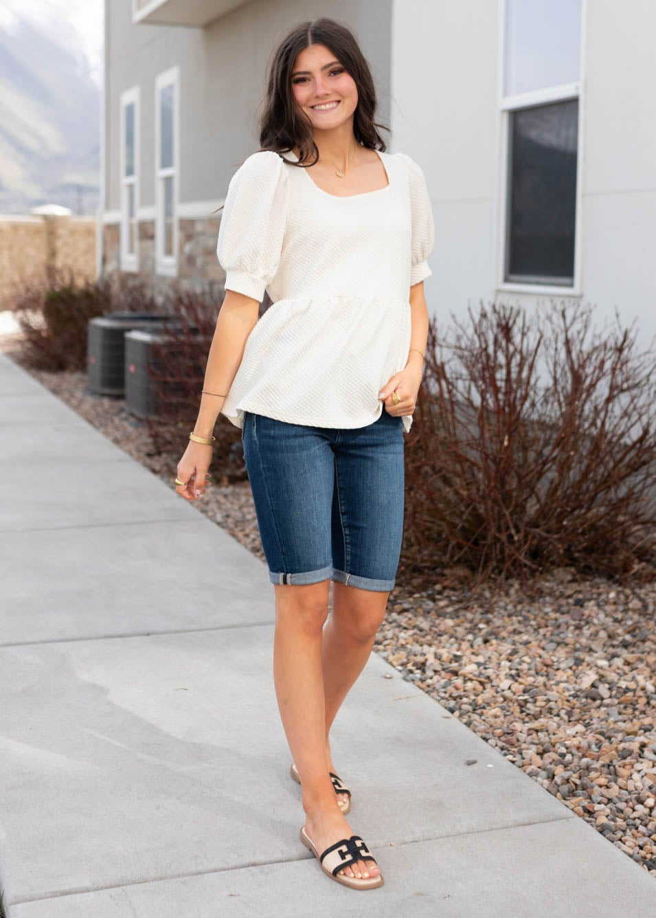 Angelina Cream Ruffle Top