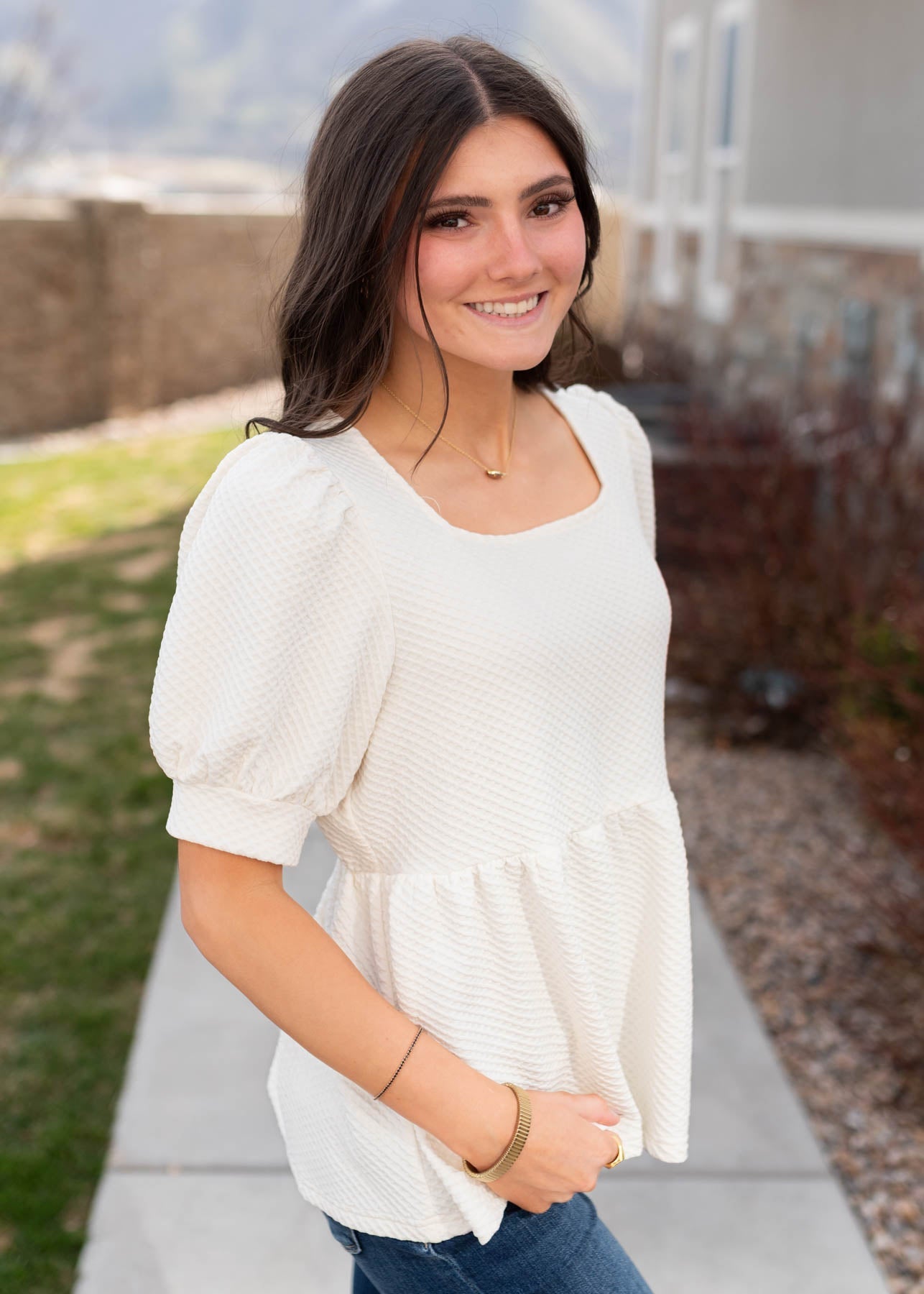 Angelina Cream Ruffle Top