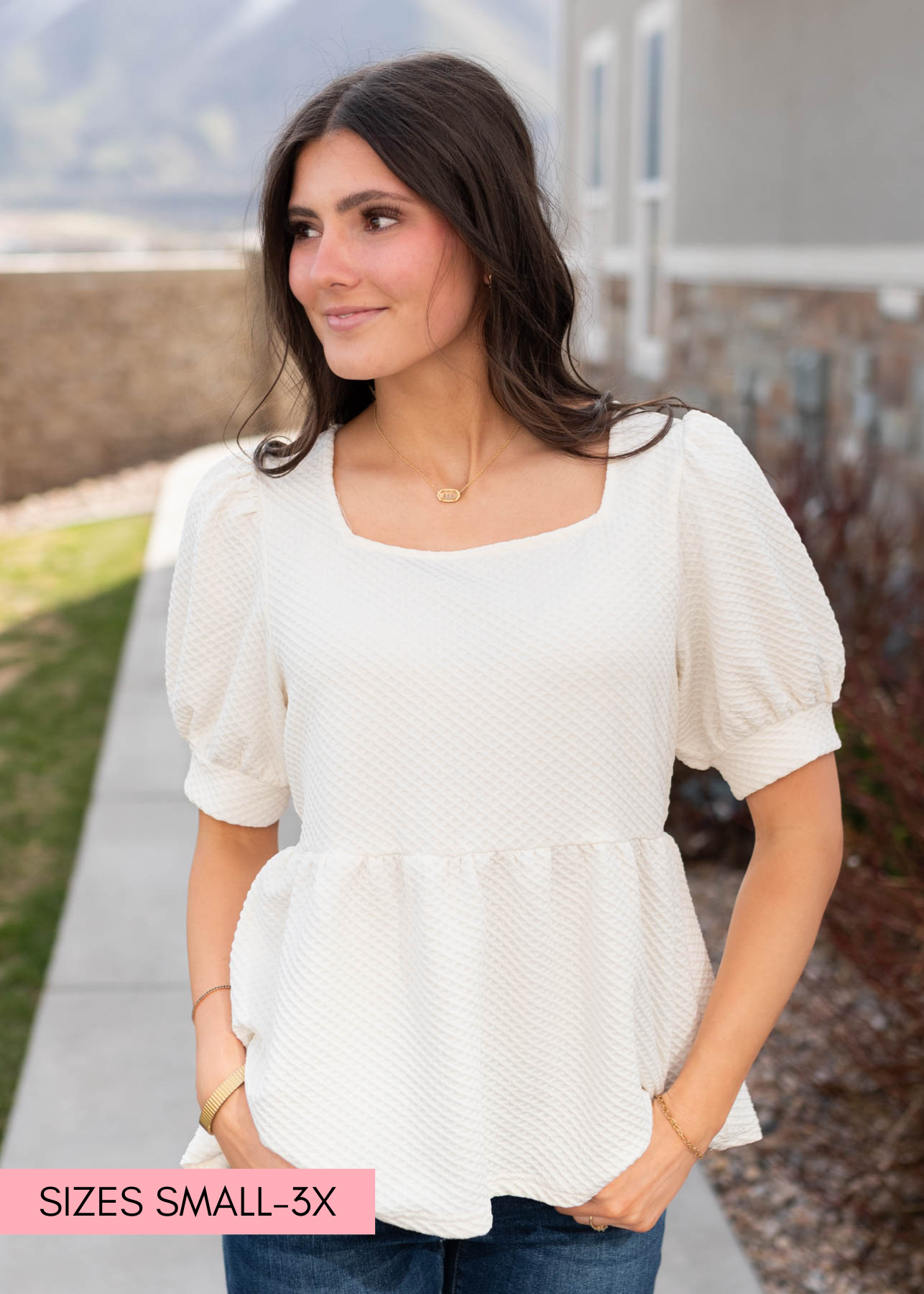 Angelina Cream Ruffle Top
