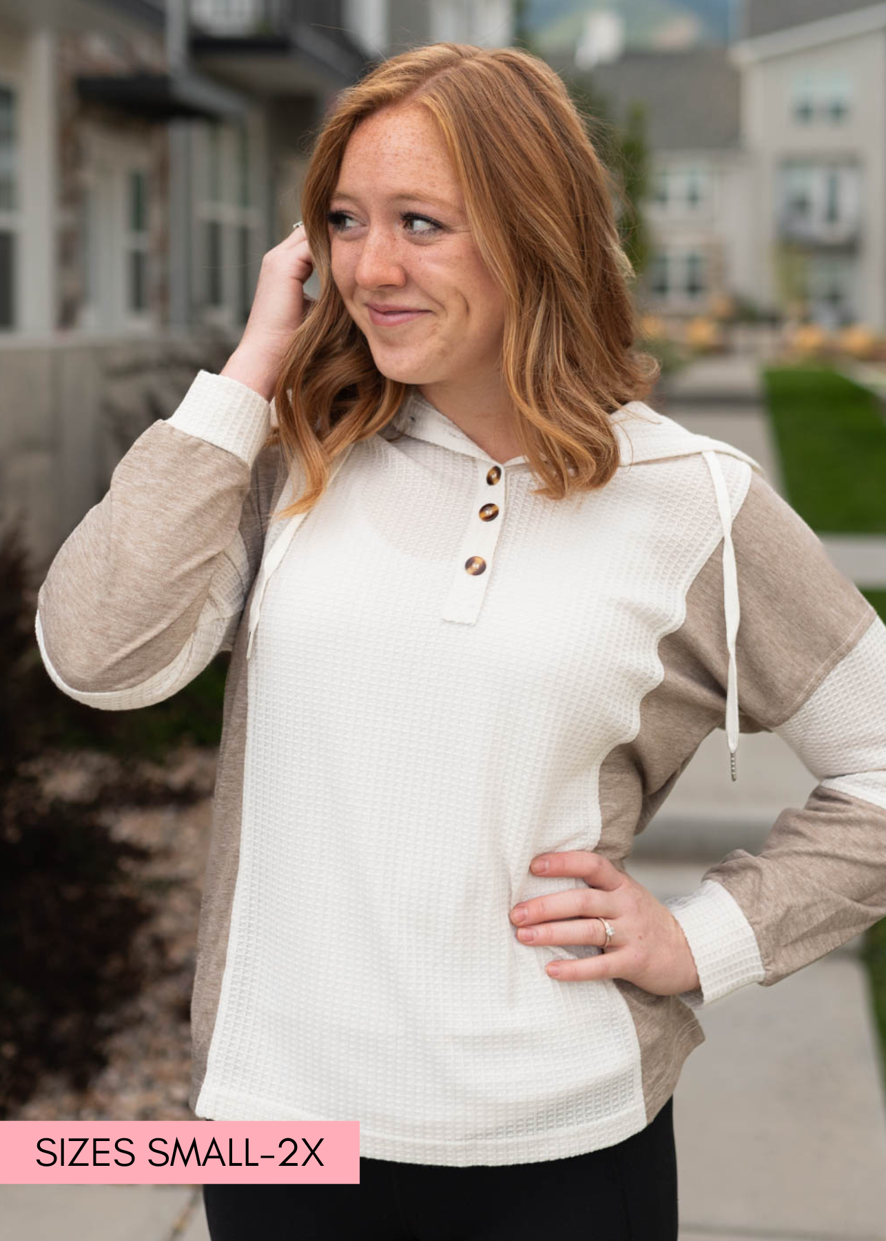 Angelynn Cream Textured Hoodie