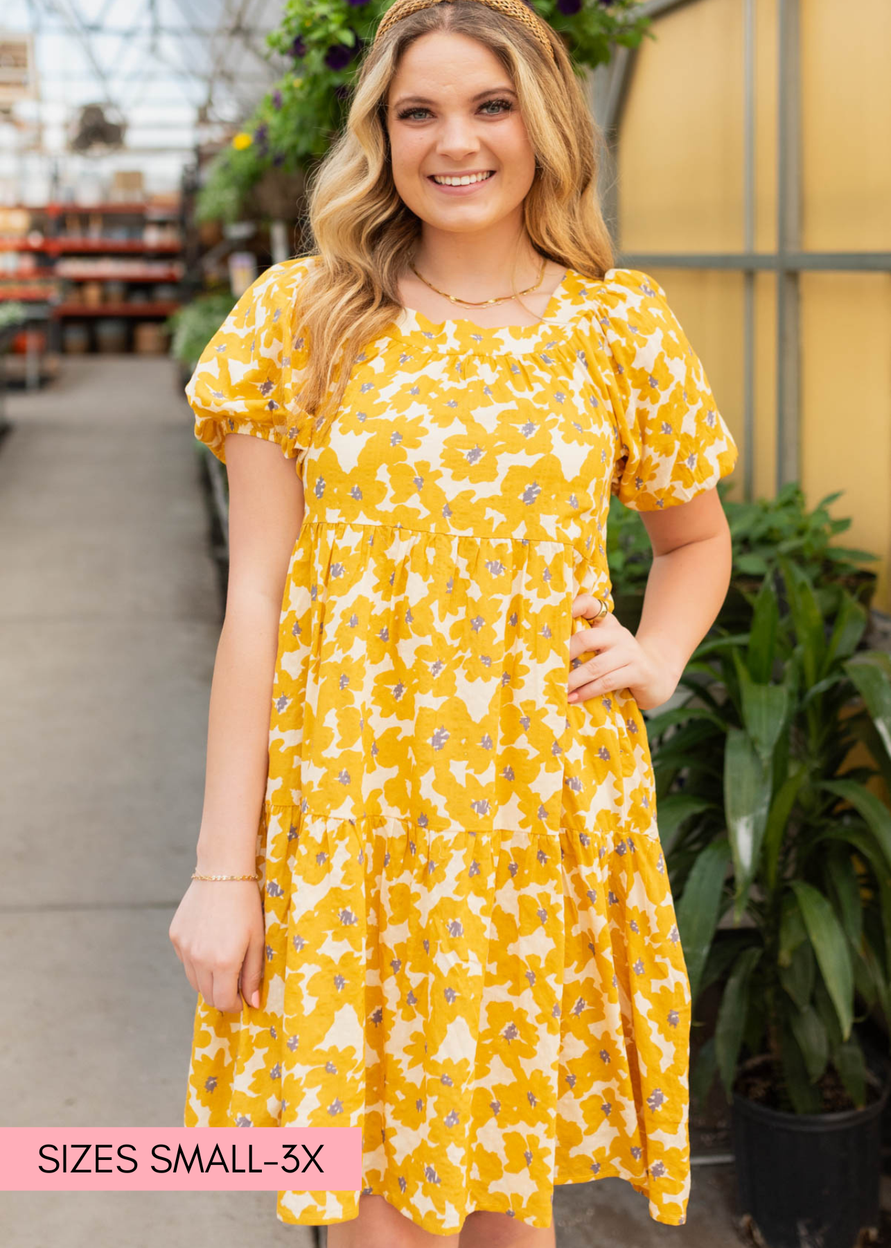 Anjelica Mustard Floral Dress