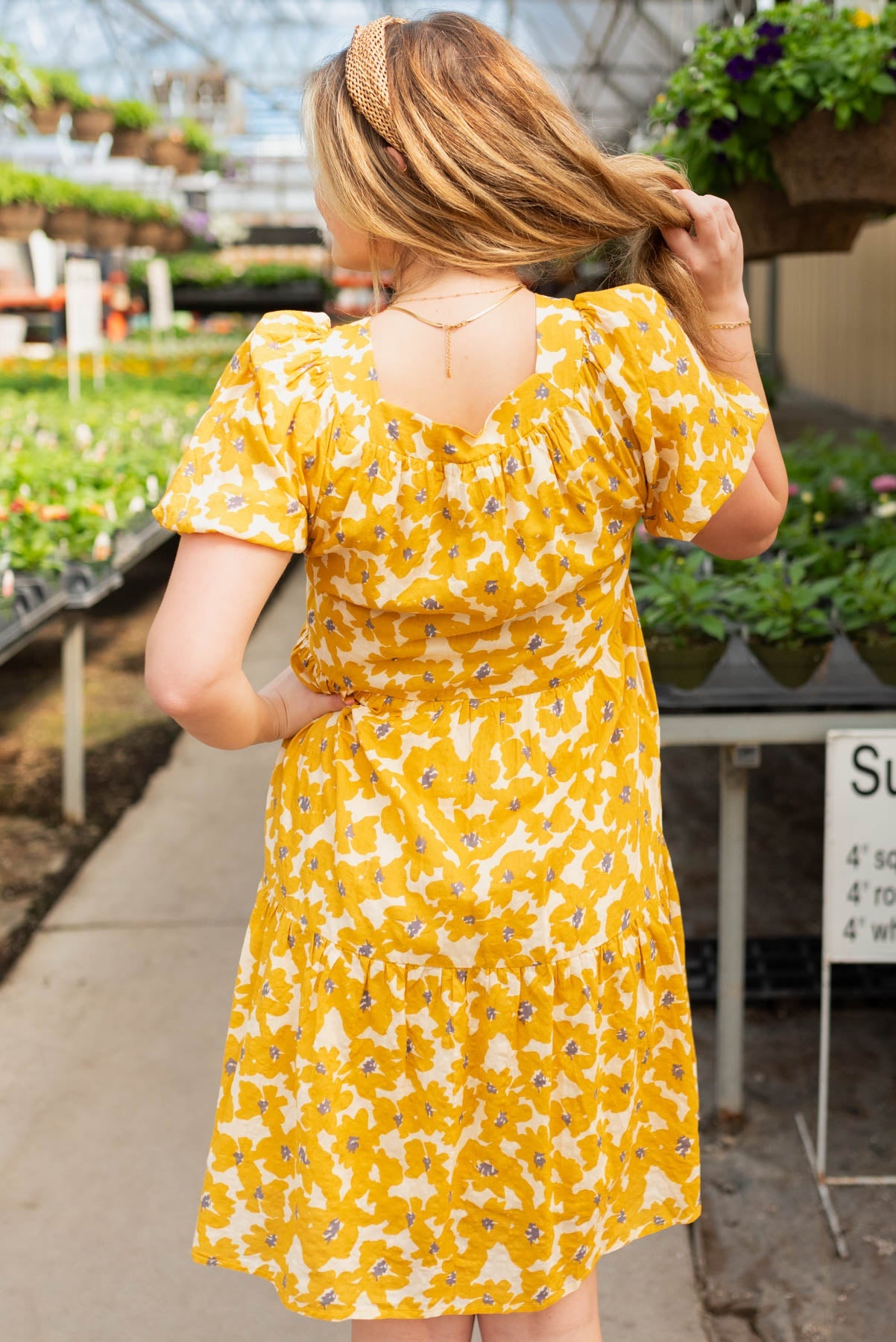 Anjelica Mustard Floral Dress