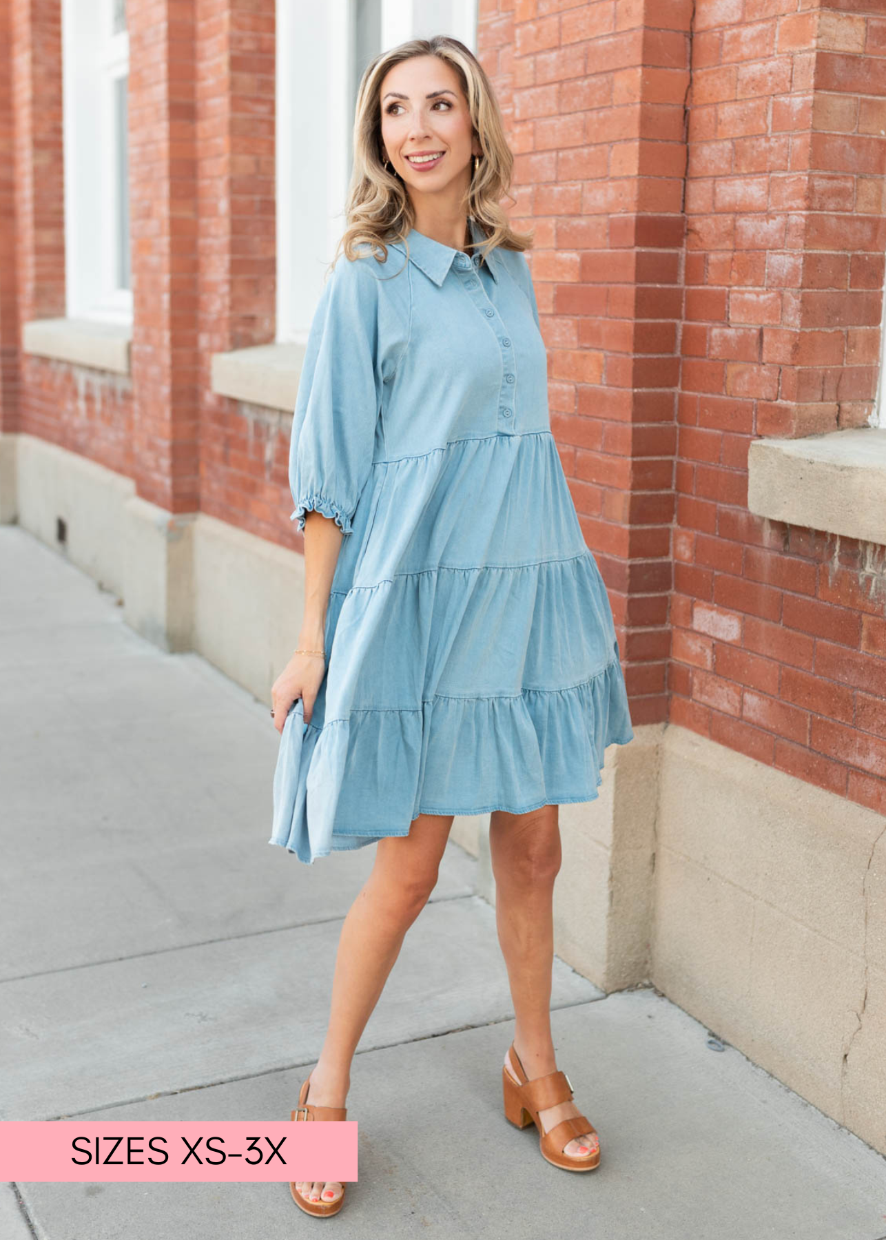 Anna Chambray Tiered Dress
