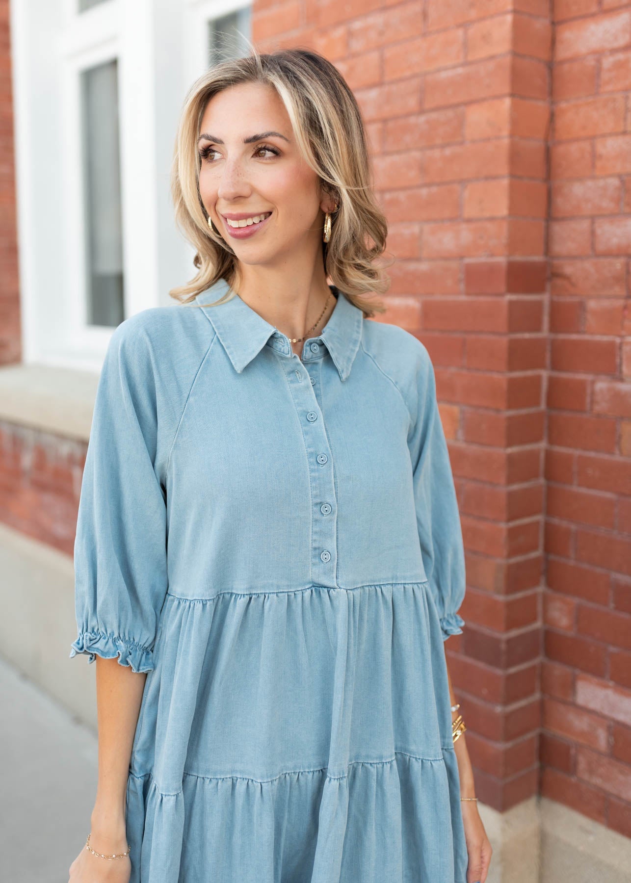 Anna Chambray Tiered Dress