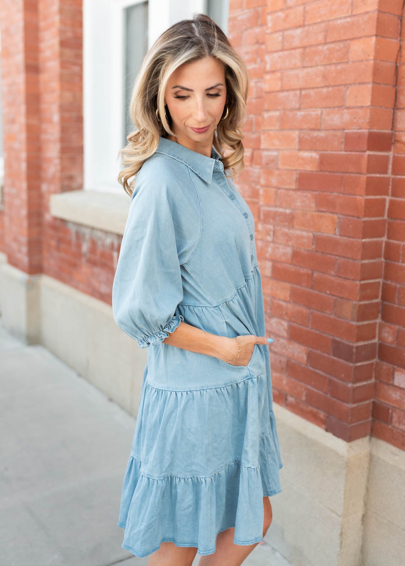 Anna Chambray Tiered Dress