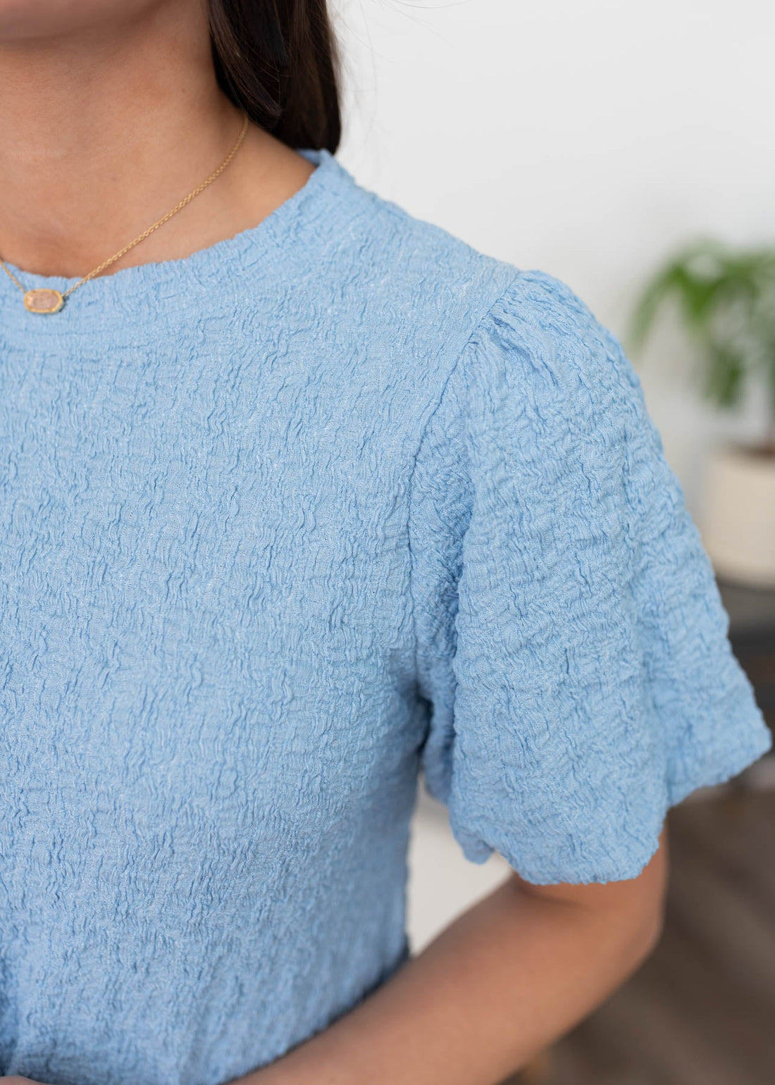 Annalie Blue Textured Top