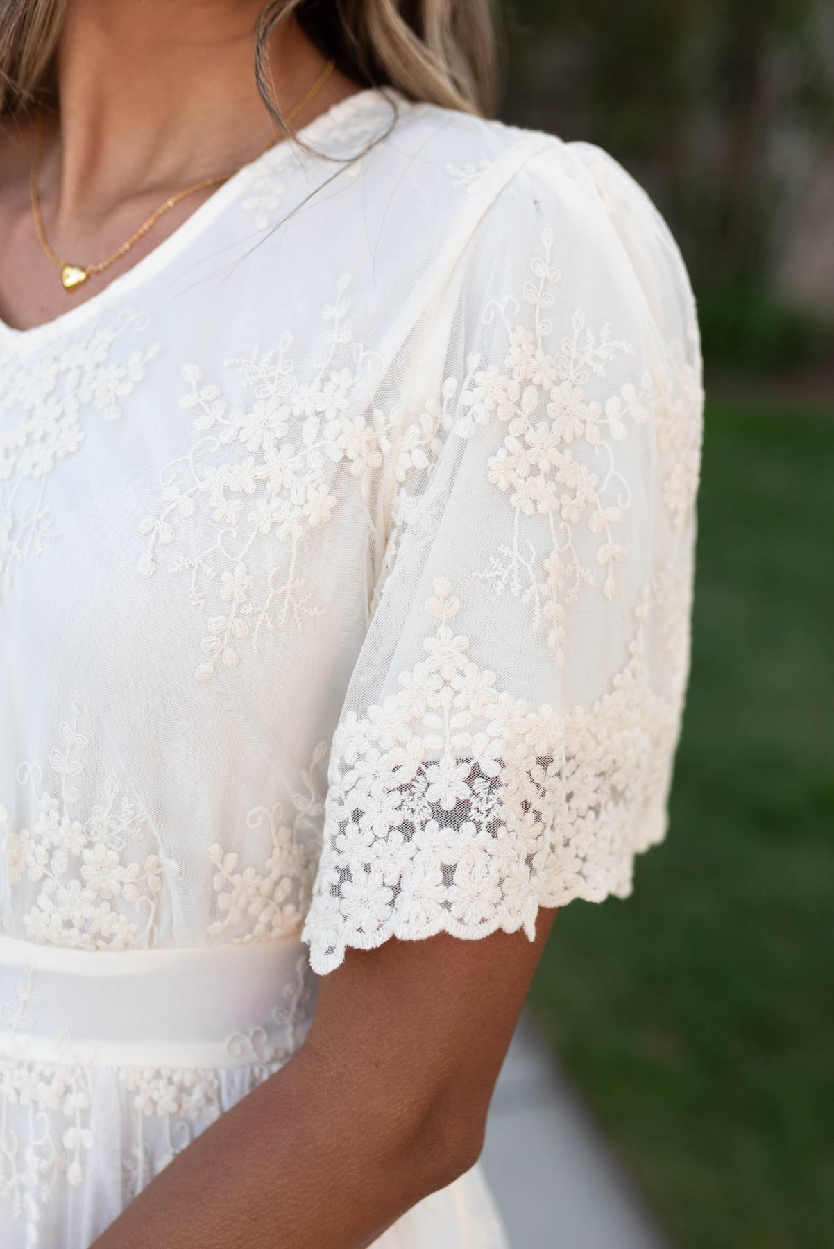 Annalyse Cream Lace Embroidered Dress