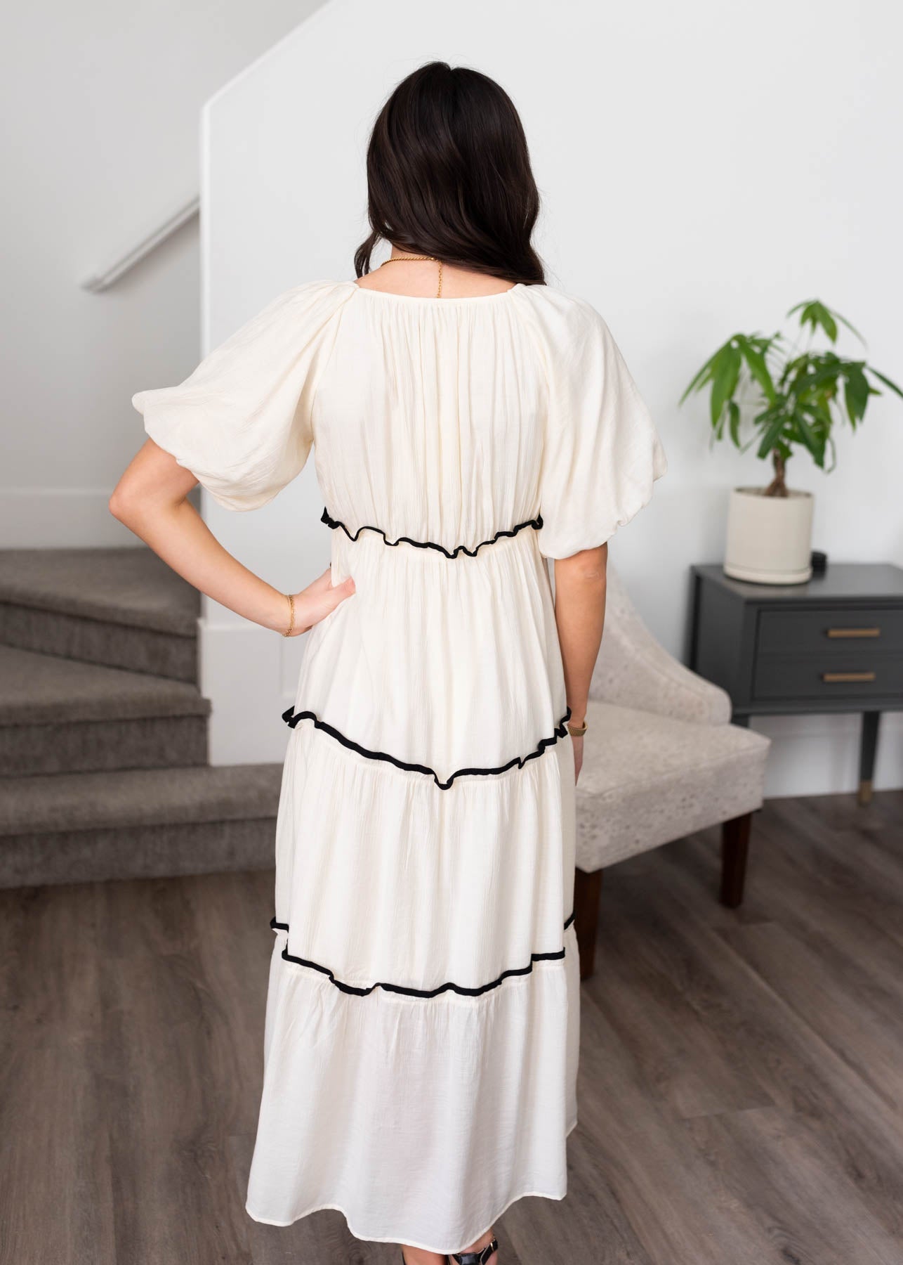 Annika Cream Ruffle Tiered Dress