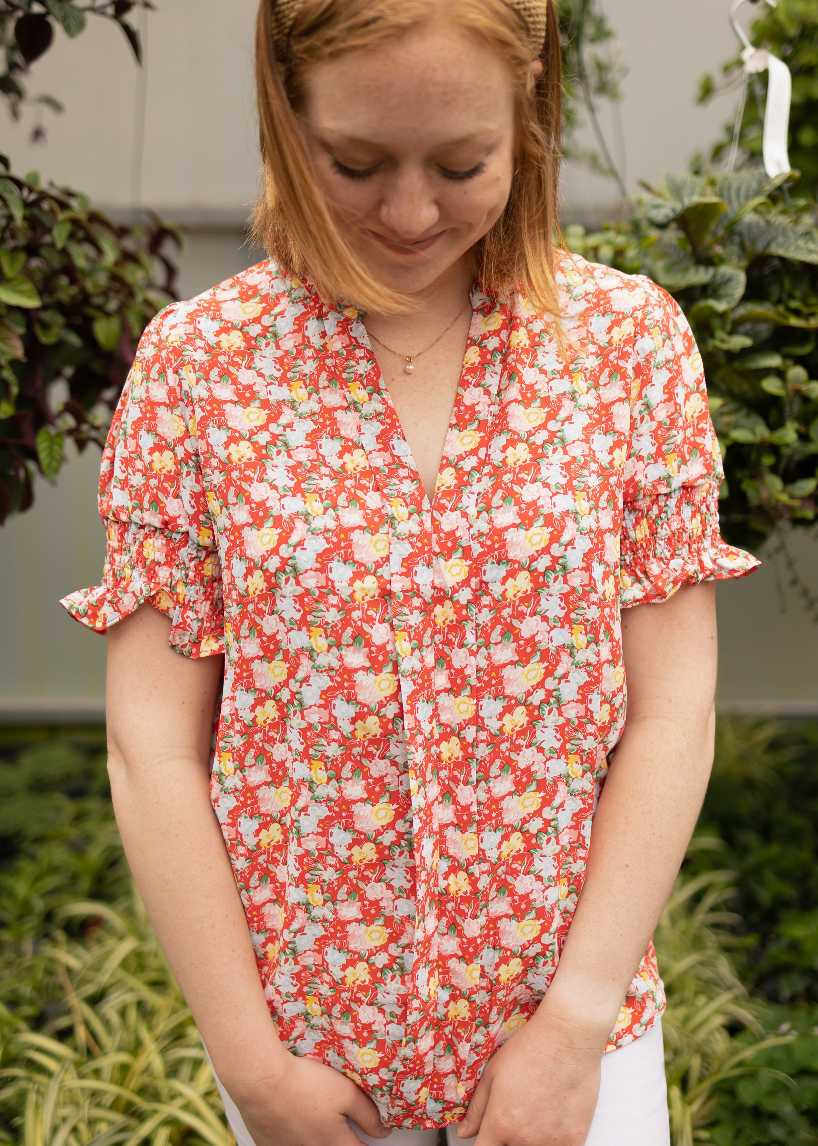 Annika Red Floral Top