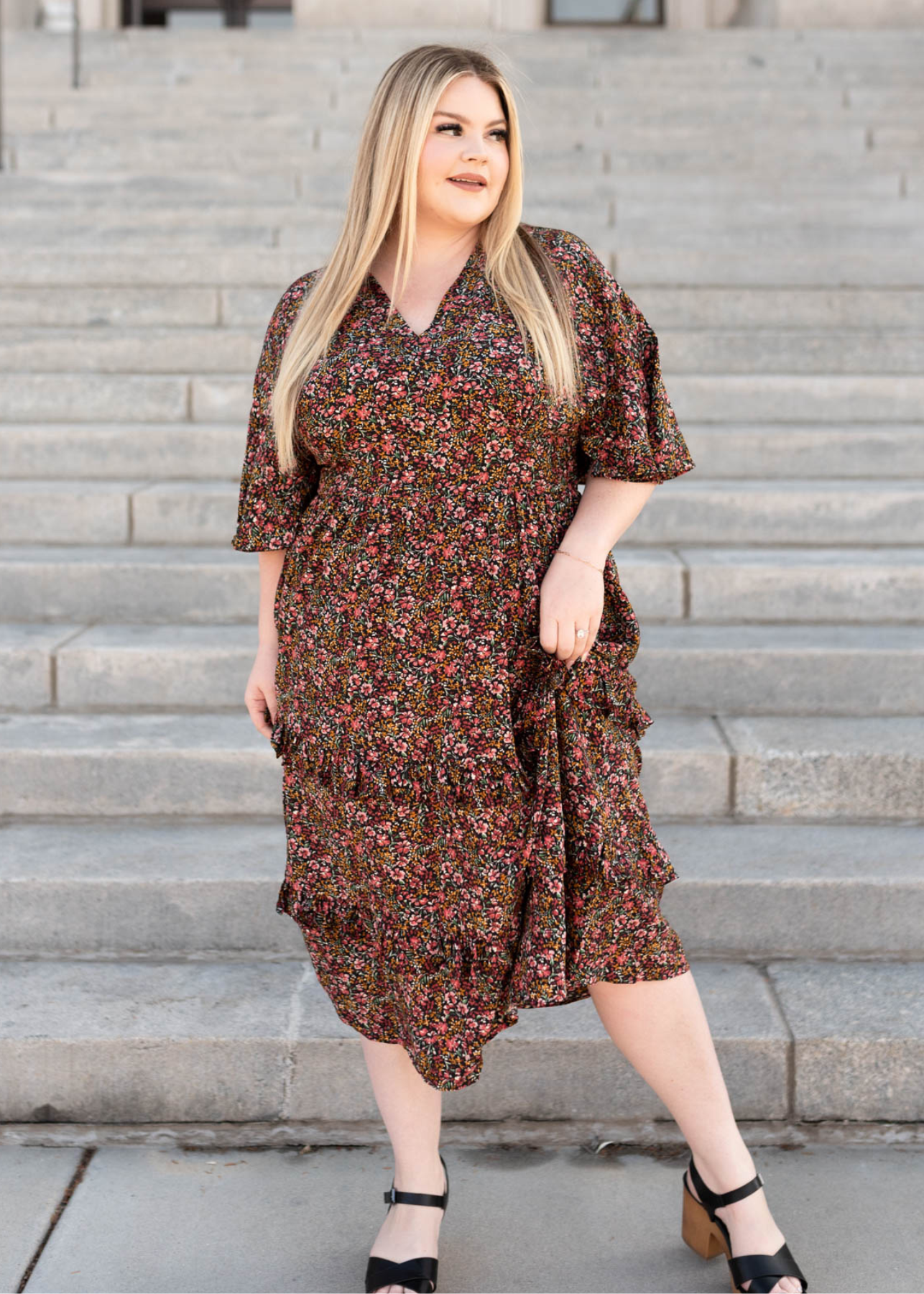 Ansleigh Floral Tiered Ruffle Dress