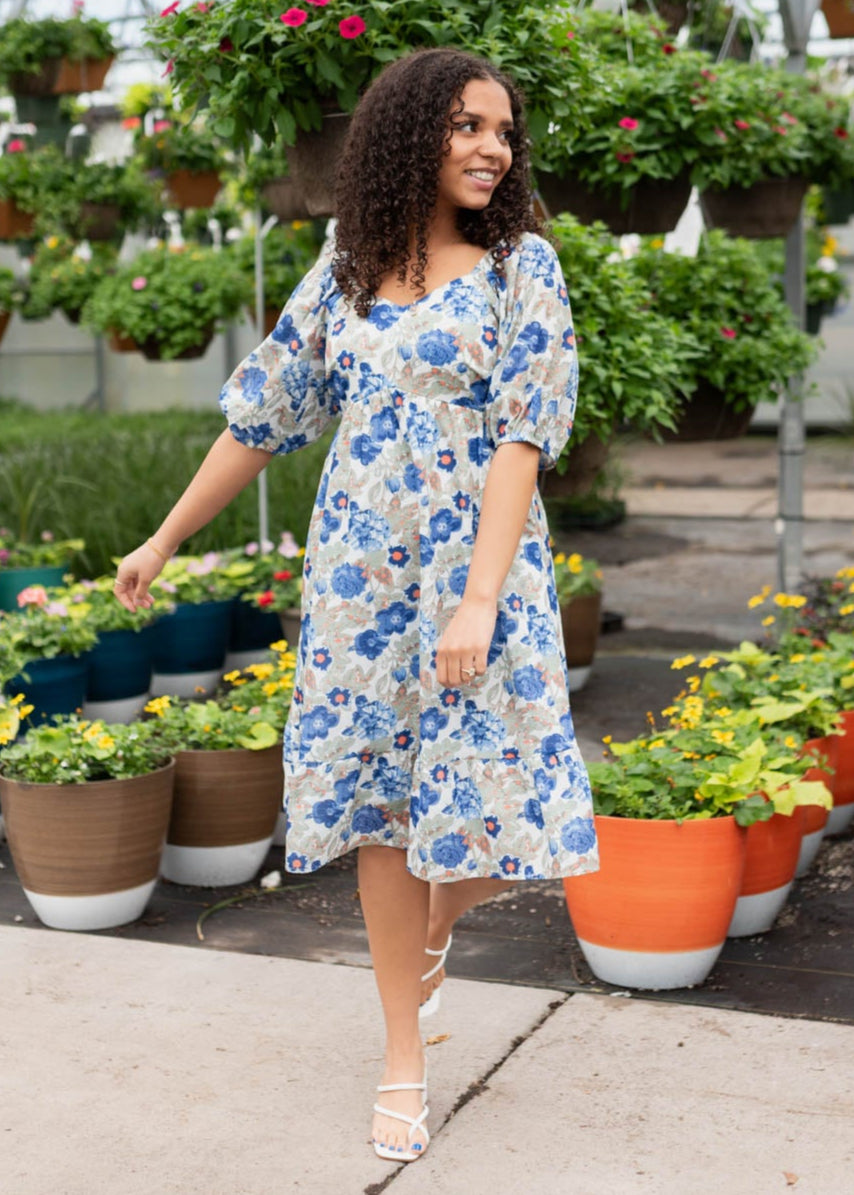 Ansley Blue Floral Dress