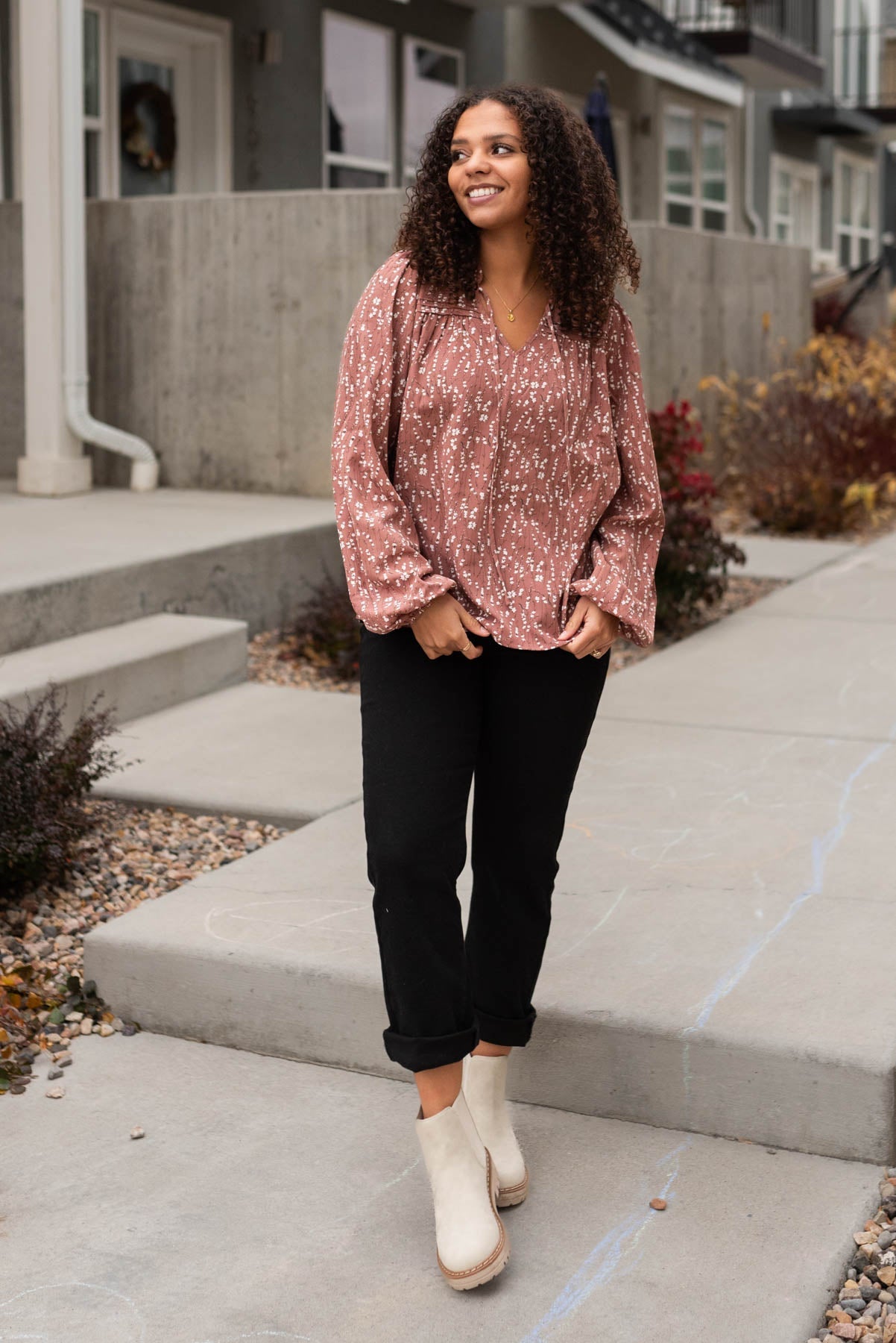 Apryl Marsala Floral Blouse