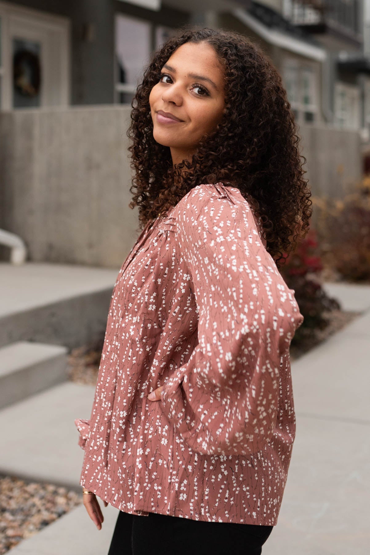 Apryl Marsala Floral Blouse