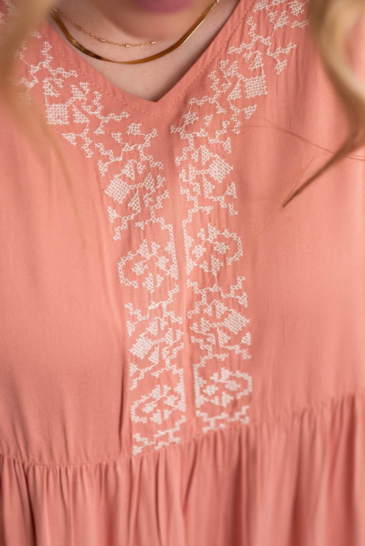 Ariana Dusty Pink Embroidered Tiered Dress