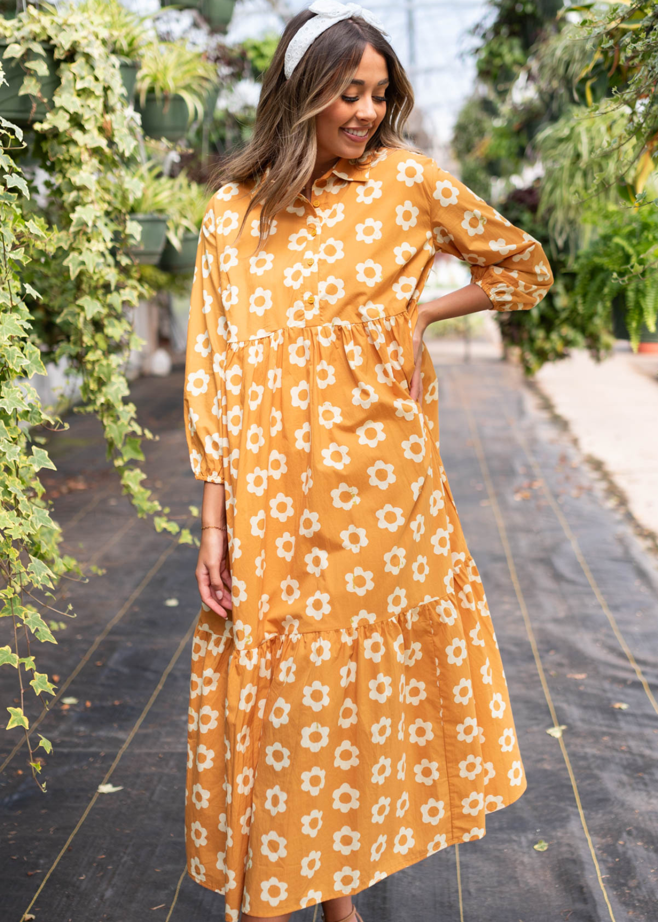 Ashlee Golden Floral Dress