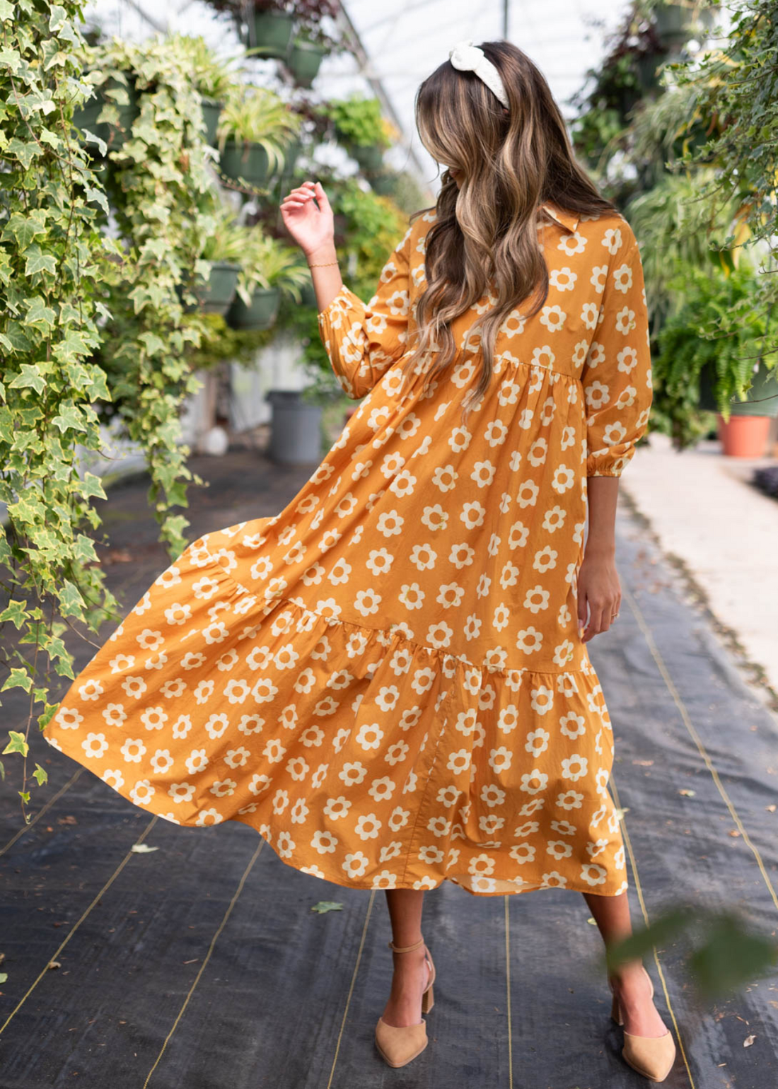 Ashlee Golden Floral Dress