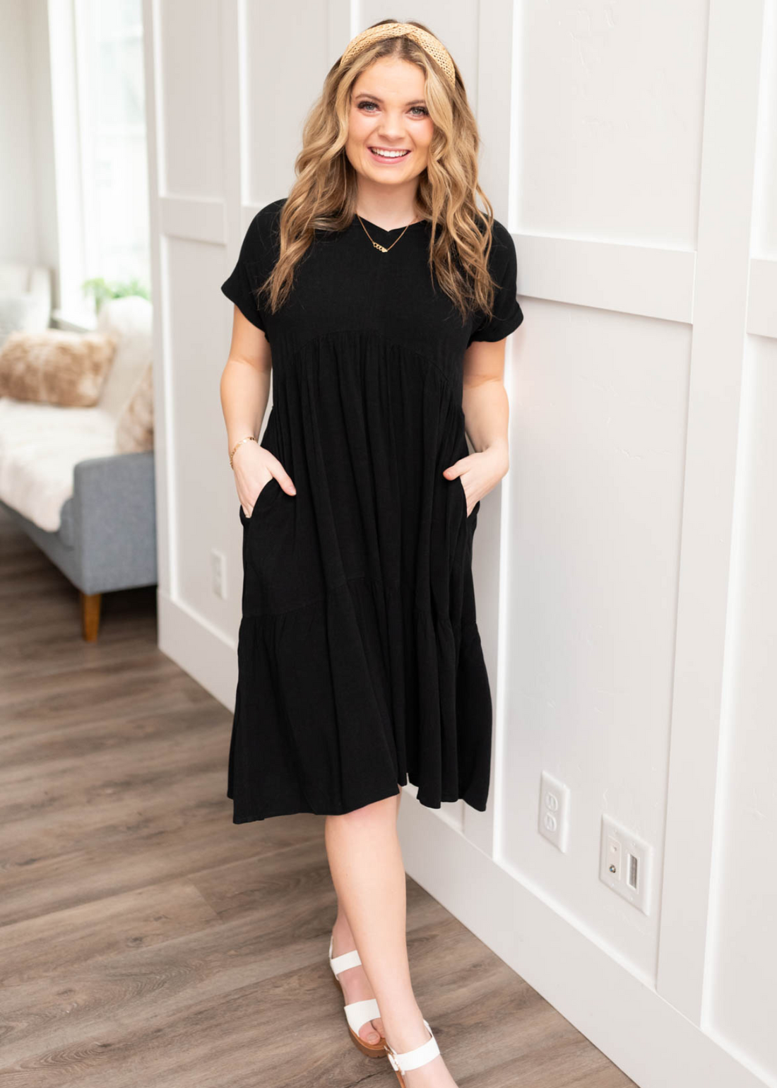Ashlin Black Tiered Dress