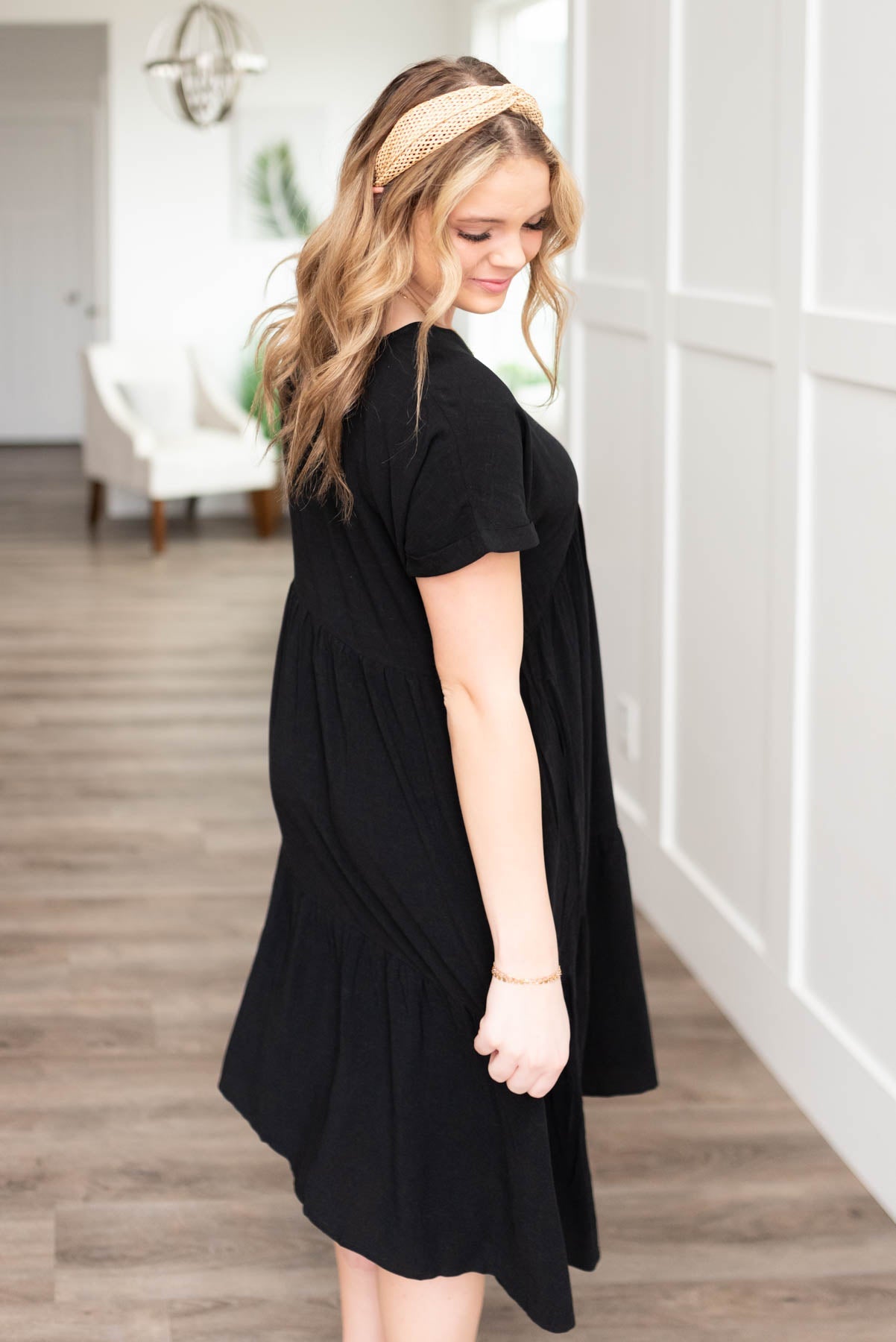Ashlin Black Tiered Dress