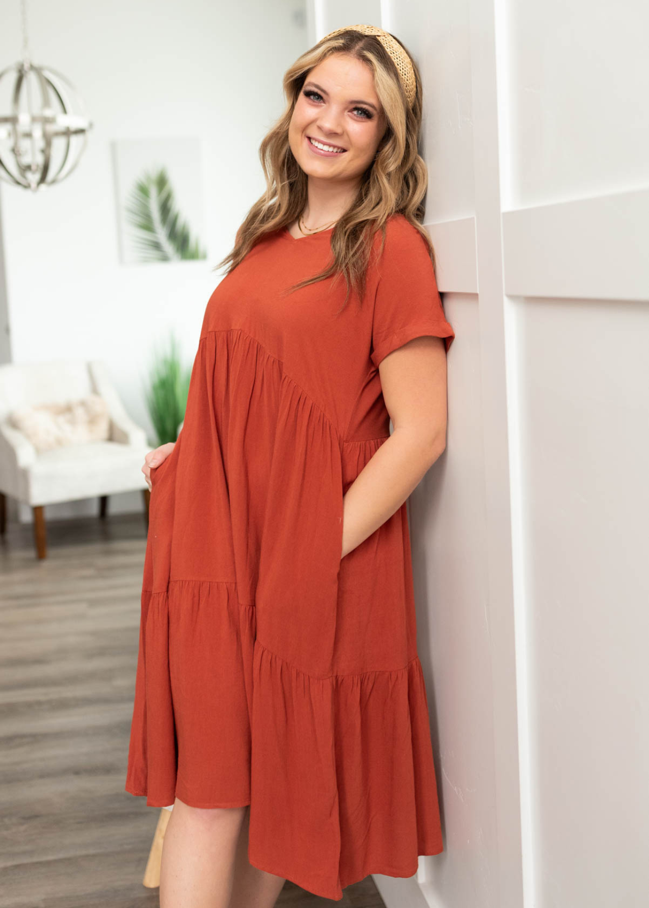 Ashlin Cinnamon Tiered Dress
