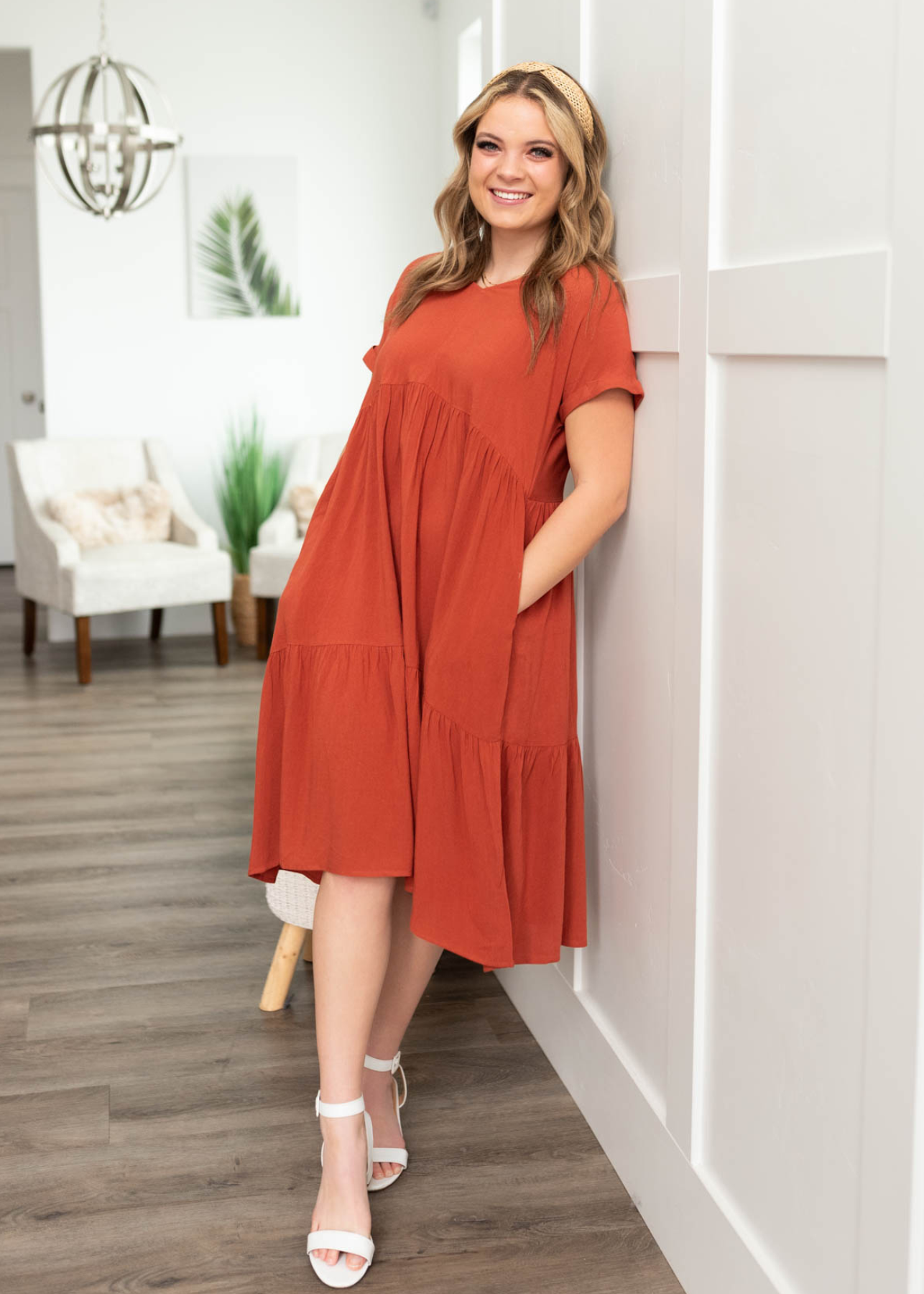 Ashlin Cinnamon Tiered Dress