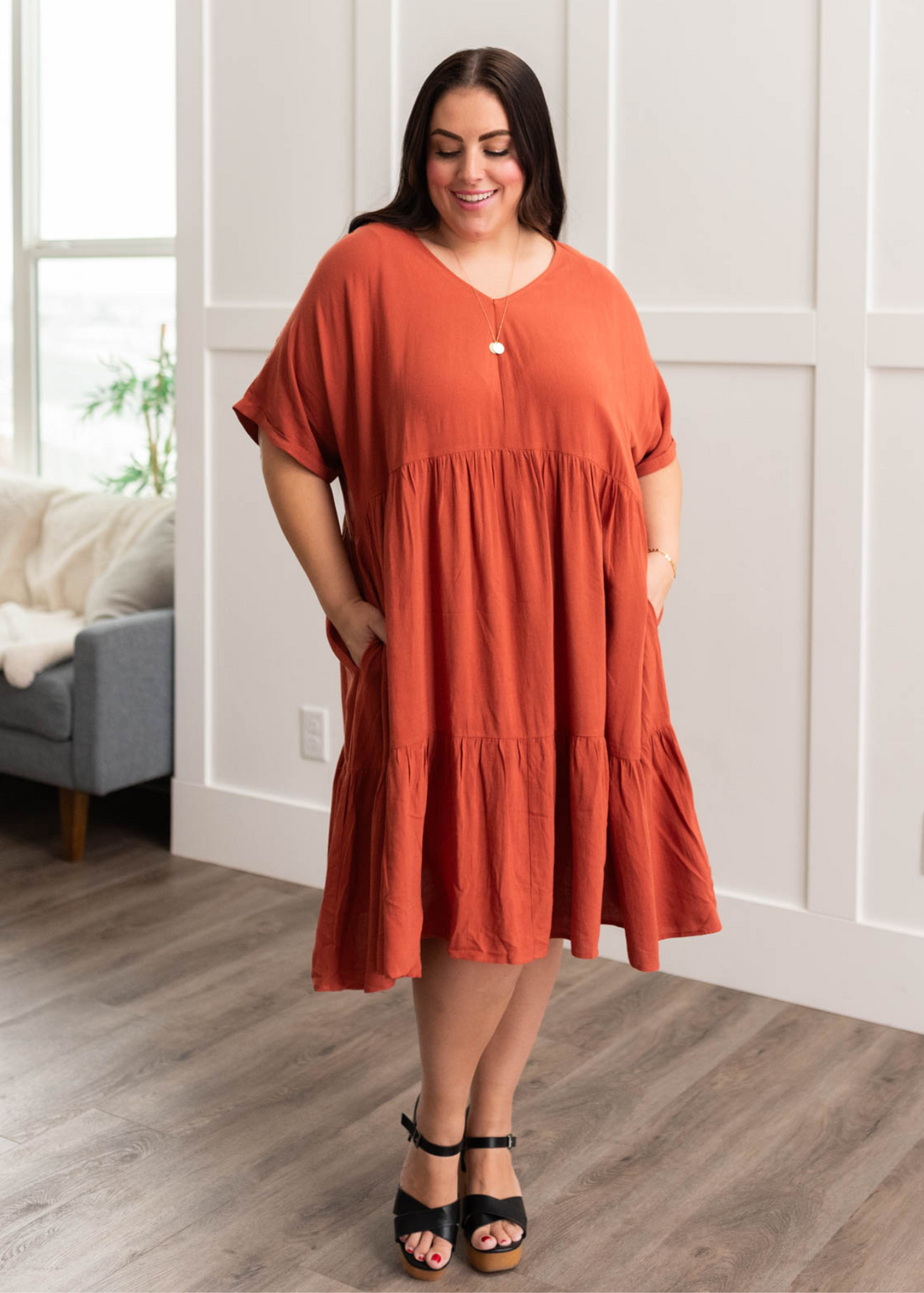 Ashlin Cinnamon Tiered Dress