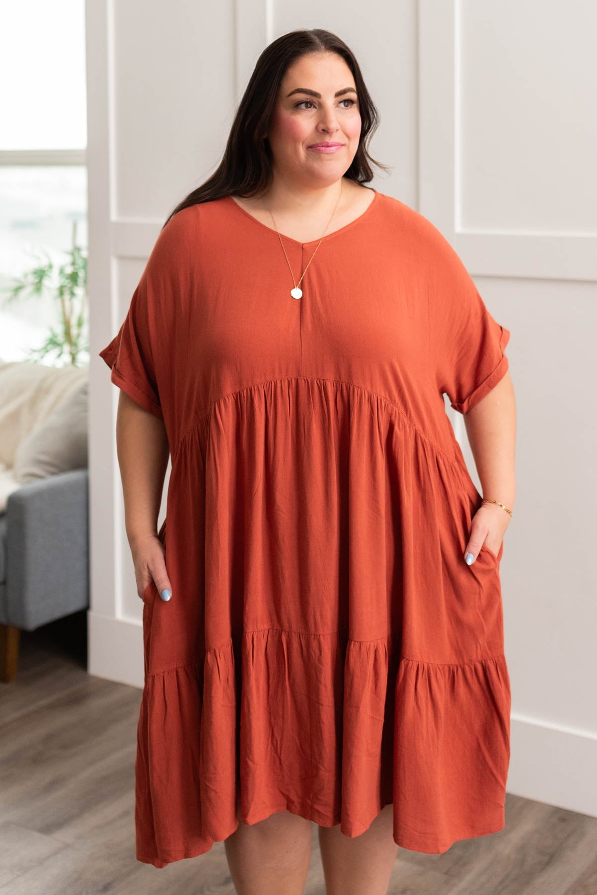Ashlin Cinnamon Tiered Dress