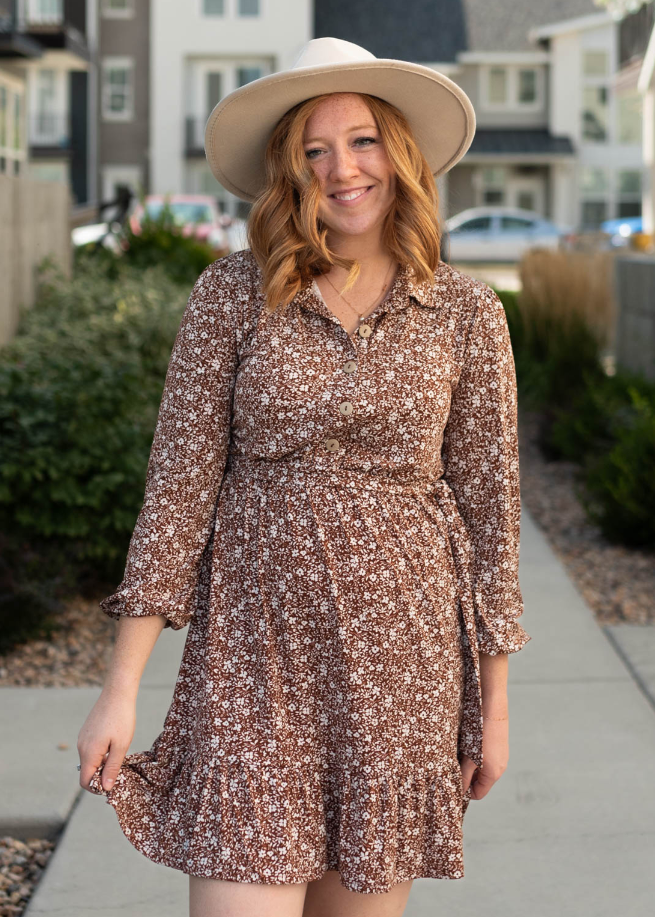 Aspen Brown Floral Dress