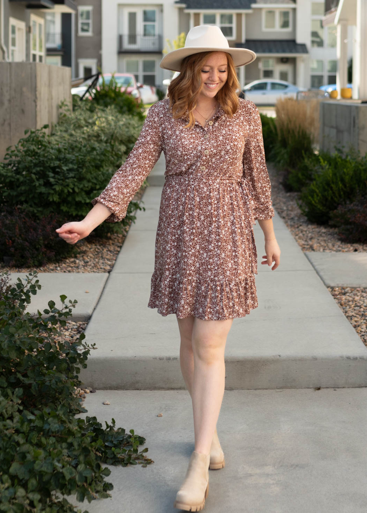 Aspen Brown Floral Dress