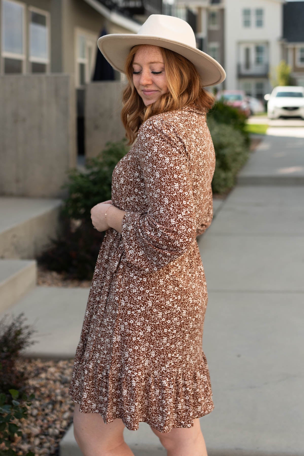 Aspen Brown Floral Dress
