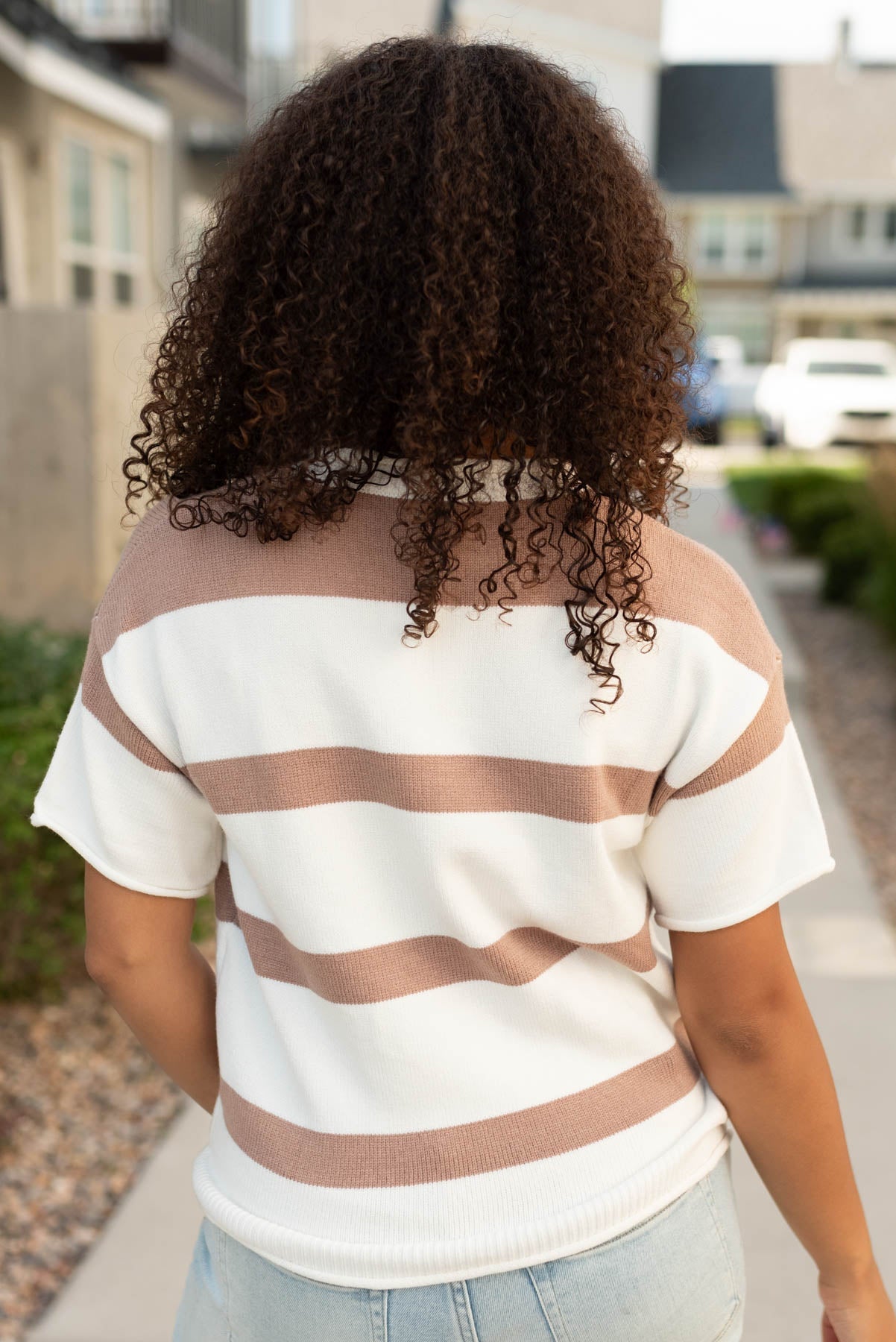Aspen Khaki Stripe Knit Top