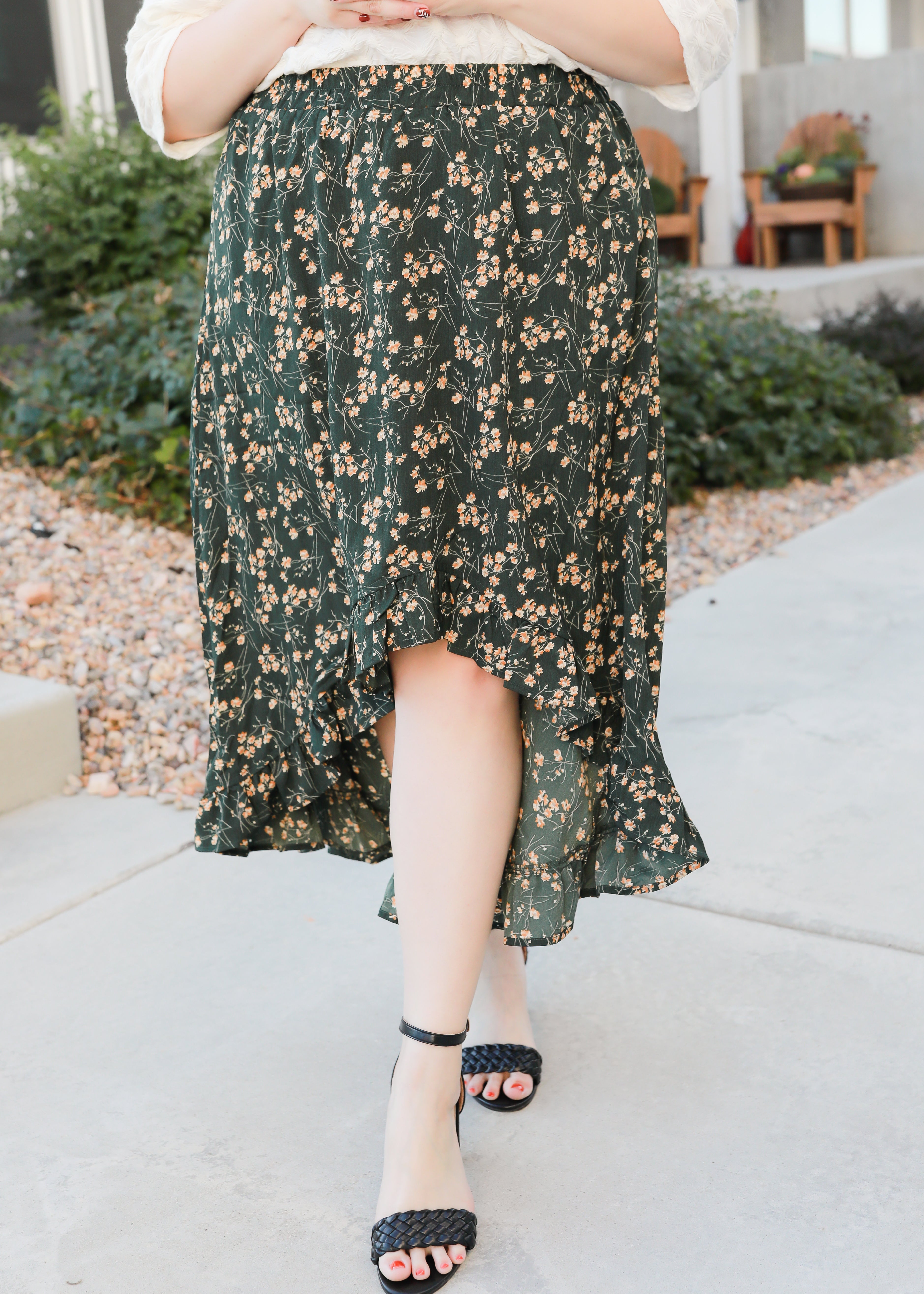 Astra Teal Floral Skirt