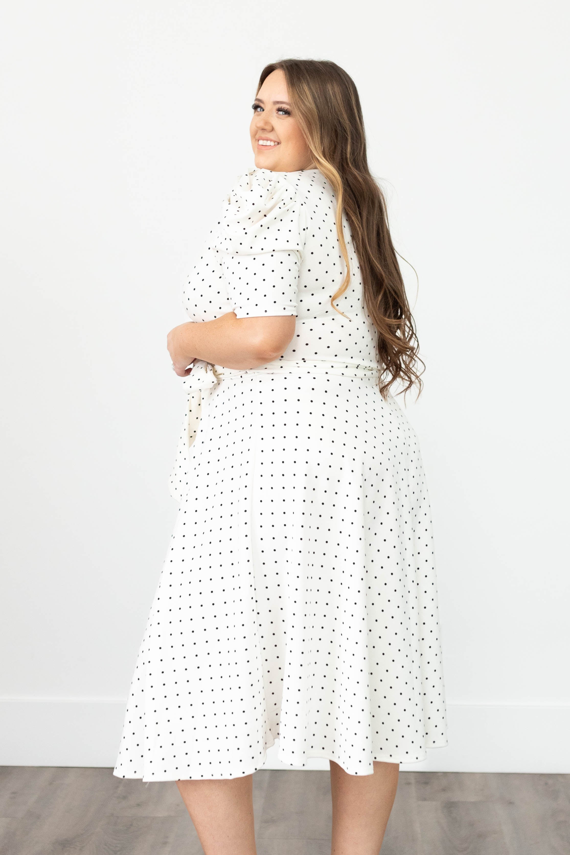 Astrid White Dot Dress