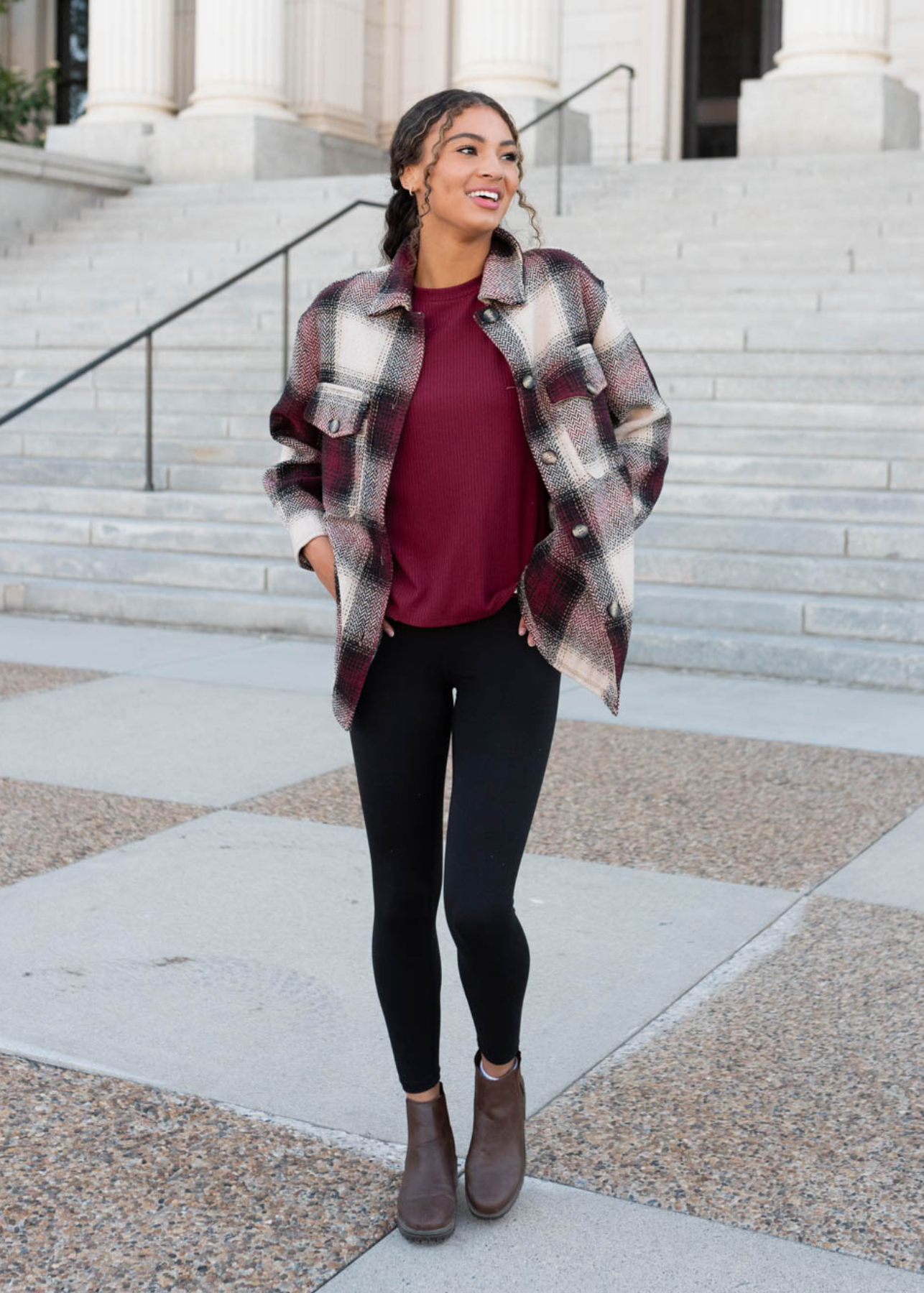 Athena Burgundy Pattern Shacket