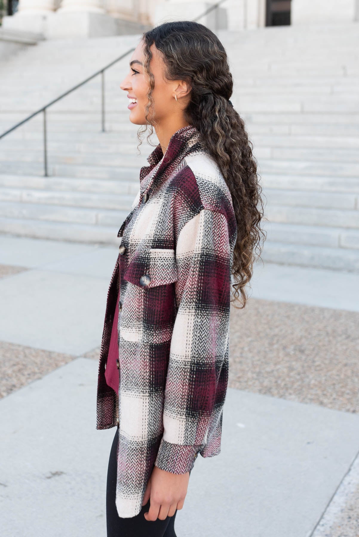 Athena Burgundy Pattern Shacket
