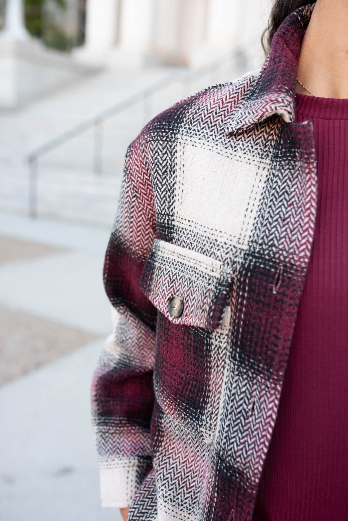 Athena Burgundy Pattern Shacket